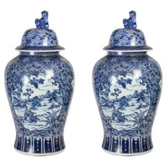 Pair of Large Pots, Chinese Decoration, XXth Century.