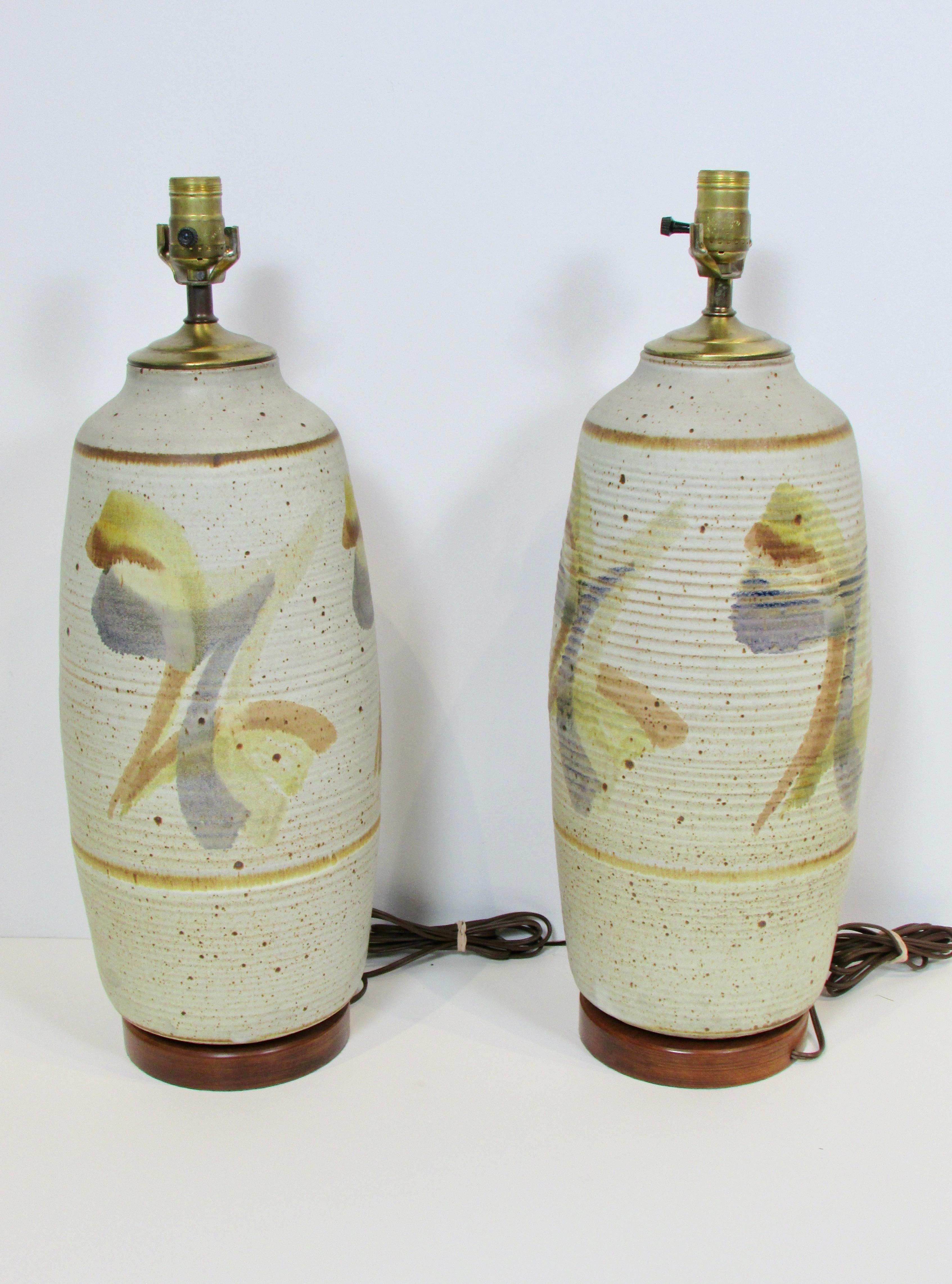 20th Century Pair of Large pottery table lamps For Sale
