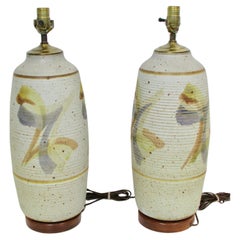 Vintage Pair of Large pottery table lamps