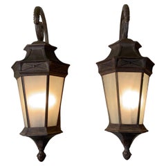 Pair Of Large Powder Coated Aluminium Wall Lantern 