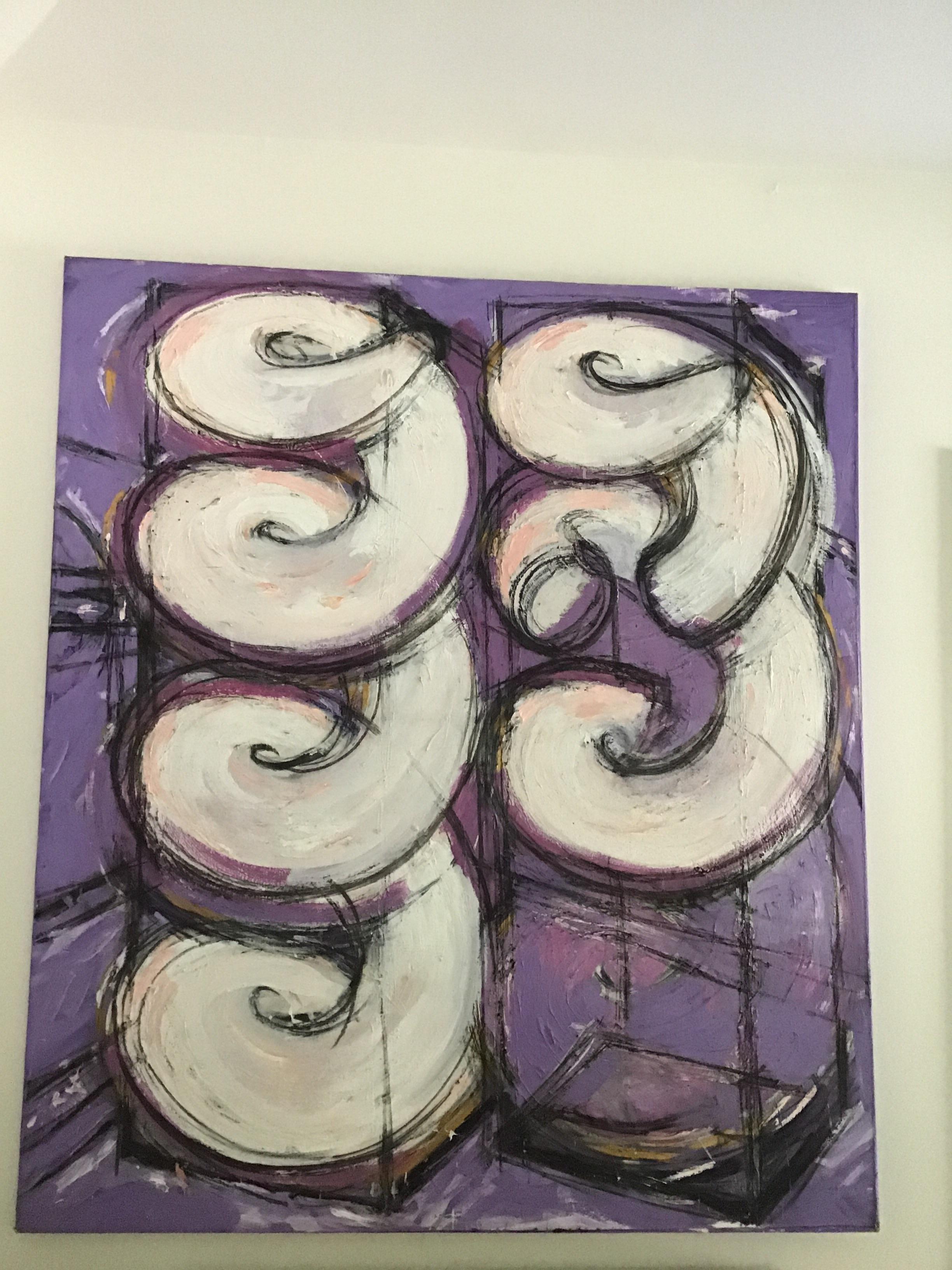 Pair of Large Purple Abstract Paintings In Good Condition In Tarrytown, NY
