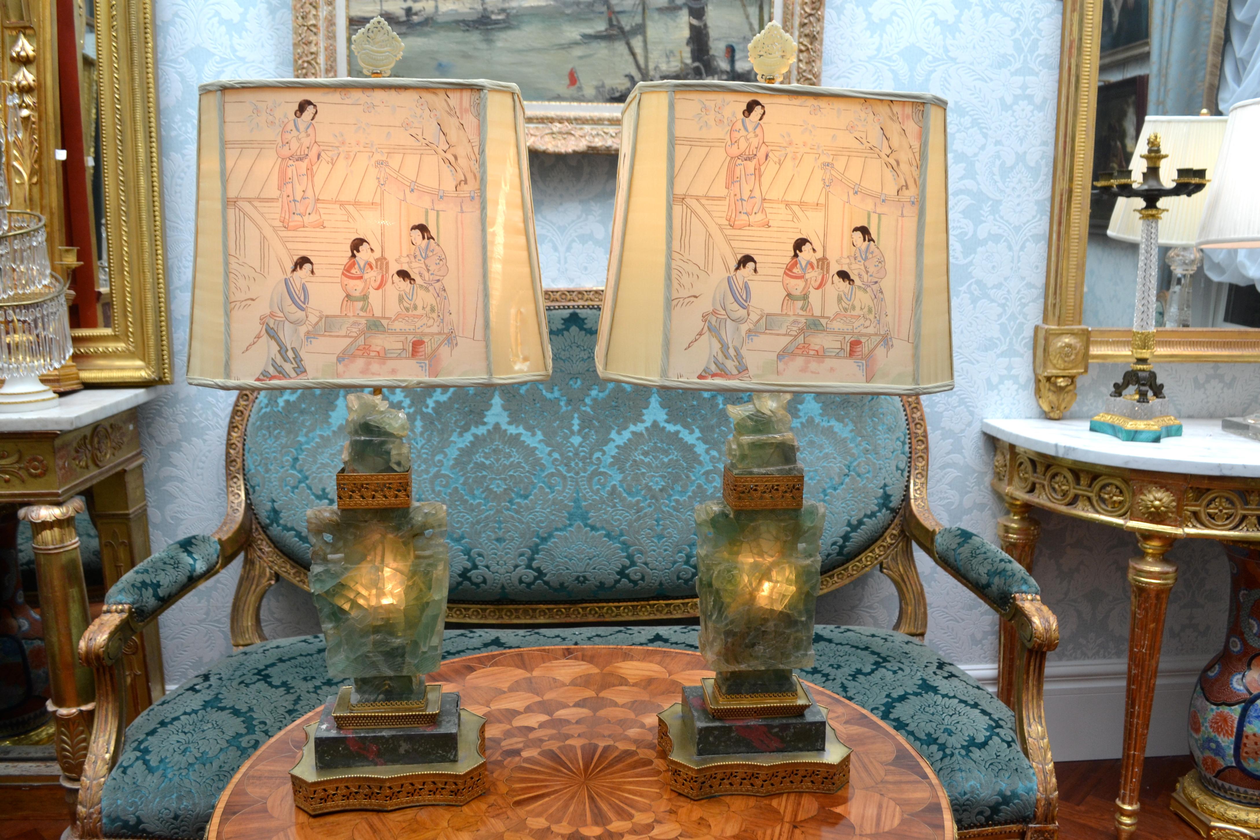 Pair of Large 'Quartz' Lamps on Decorative Bases 4