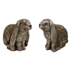 Antique Pair of Large Rabbits with Floppy Ears