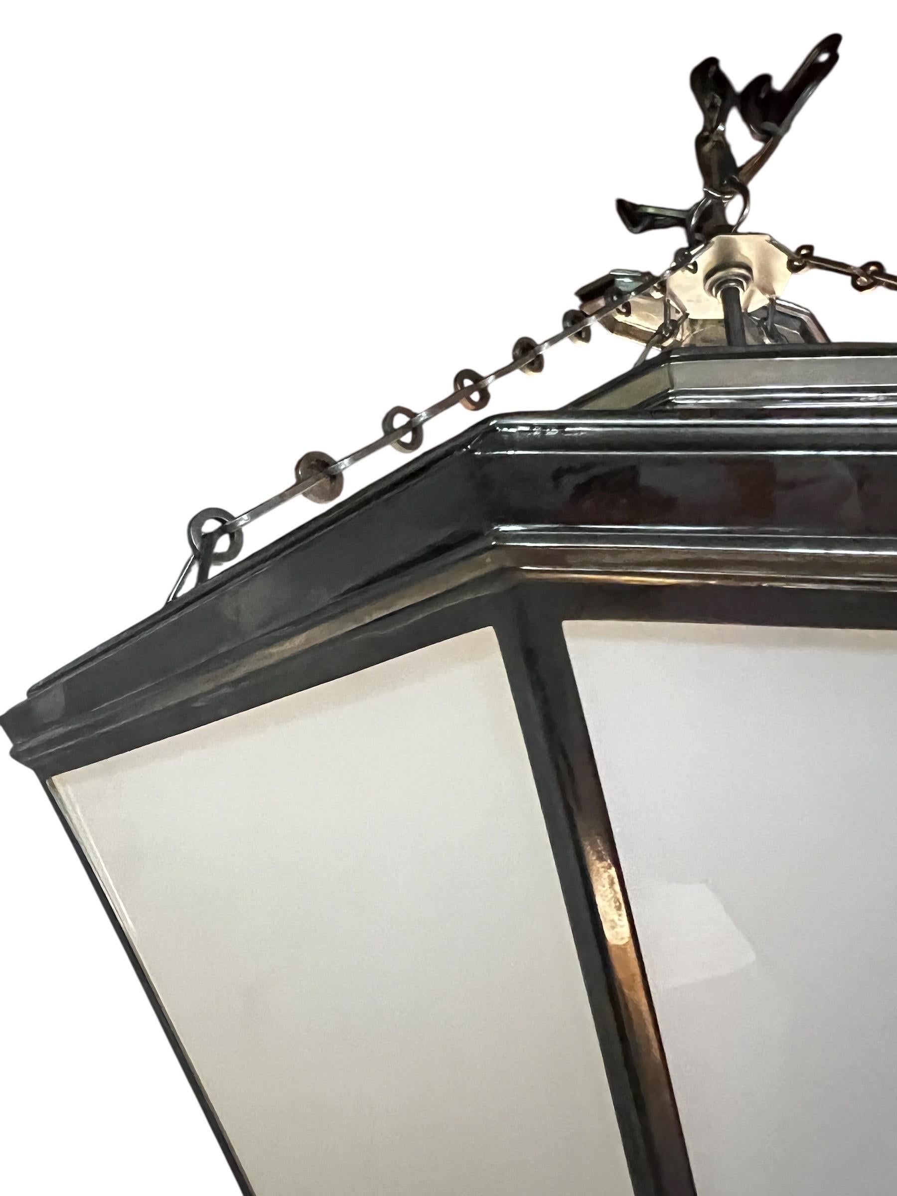 American Pair of Large Ralph Lauren Cannes Pendant/Chandeliers - Polished Nickel For Sale