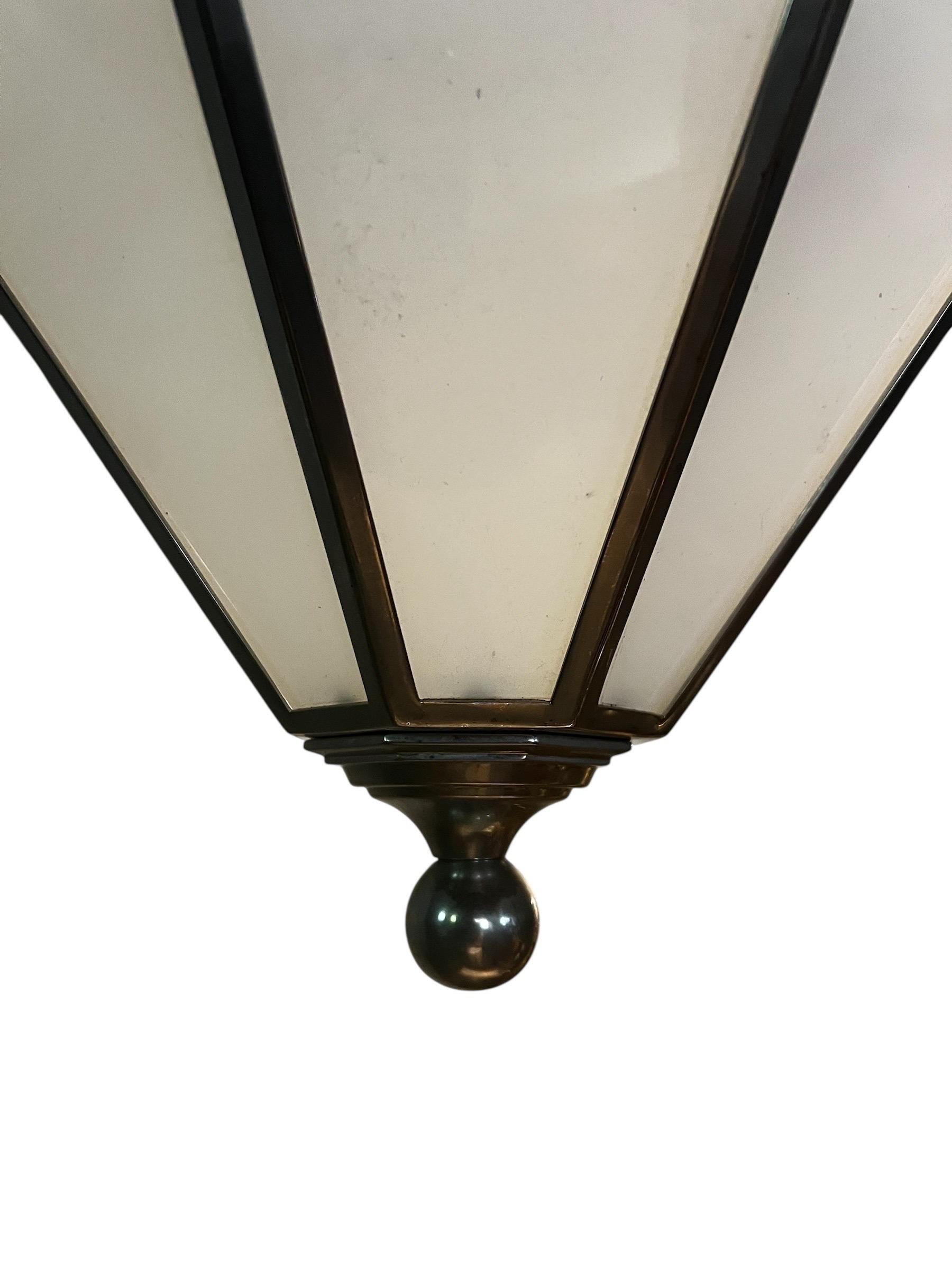 Pair of Large Ralph Lauren Cannes Pendant/Chandeliers - Polished Nickel In Good Condition For Sale In Los Angeles, CA