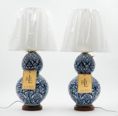 PAIR OF LARGE RALPH LAUREN EX DISPLAY BLUE & WHITE CERAMiC TABLE LAMPS (2/2)