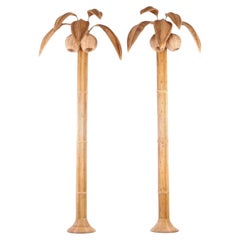 Paar große Rattan " Palmen/Kokosnussbäume Wandleuchten "