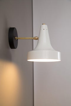 Pair of Large 'Raul' Sconces in Black and White Metal and Brass