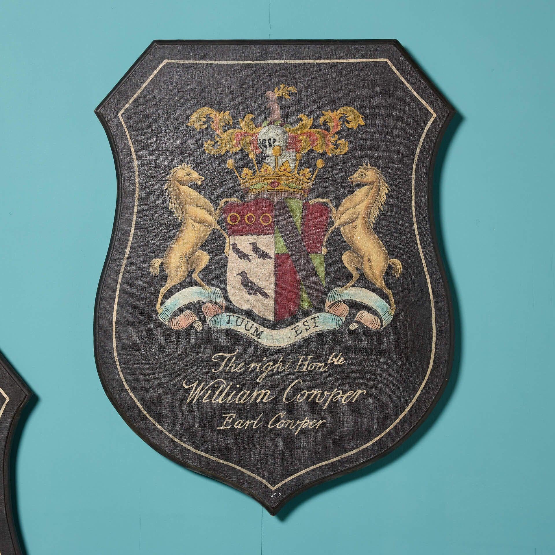 English Pair of Large Reclaimed Armorial Shields For Sale