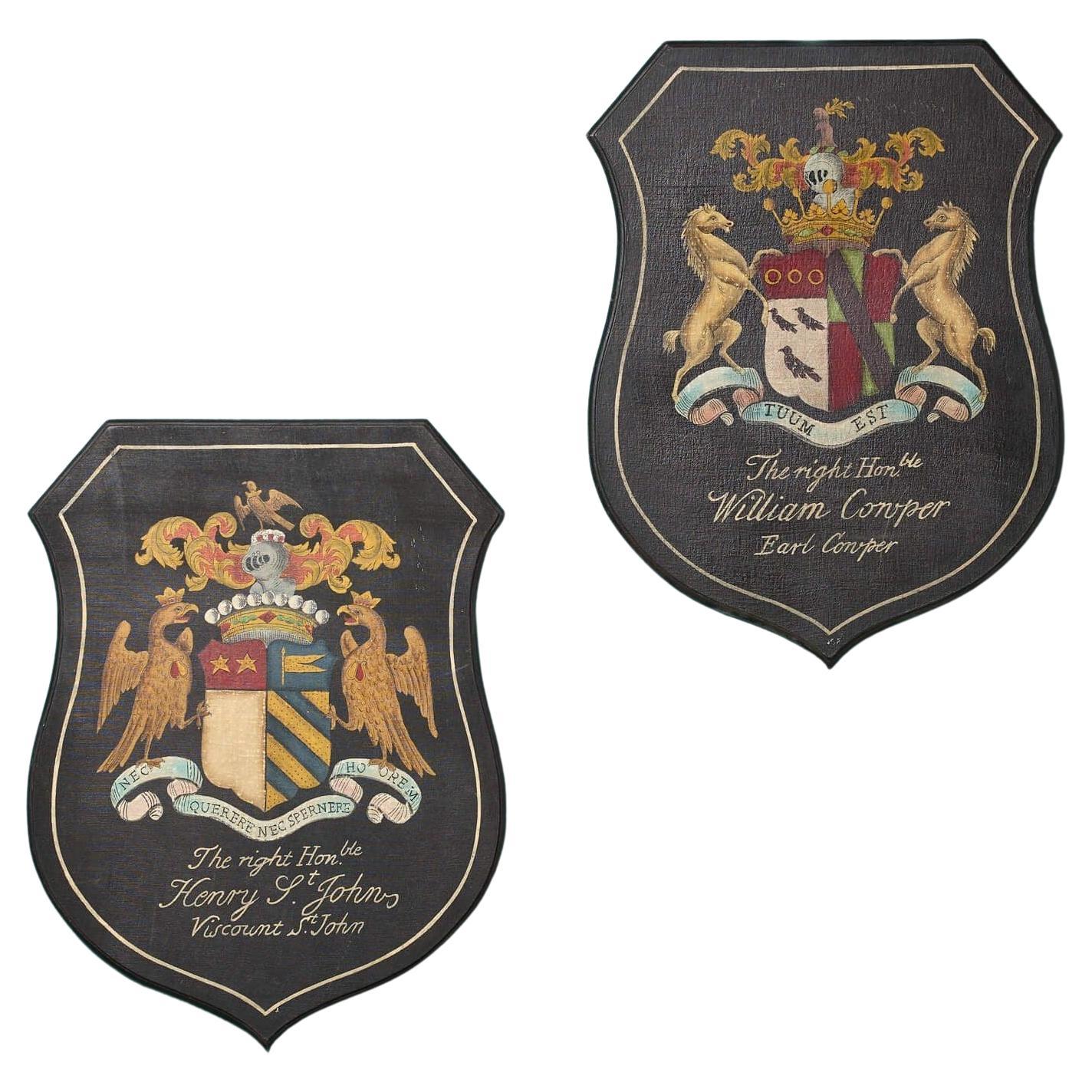 Pair of Large Reclaimed Armorial Shields For Sale