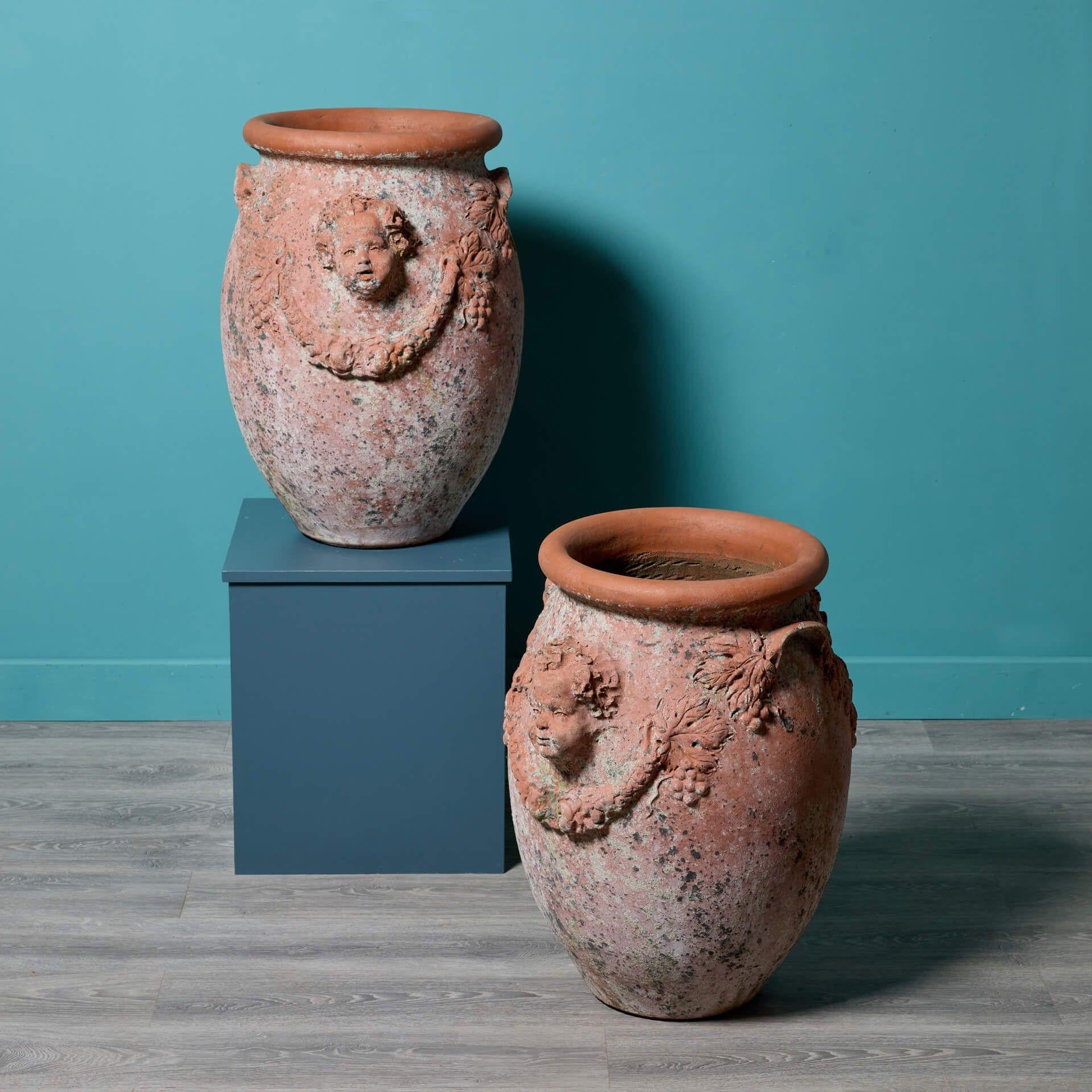 Pair of Large Reclaimed Terracotta Jardinieres For Sale 2