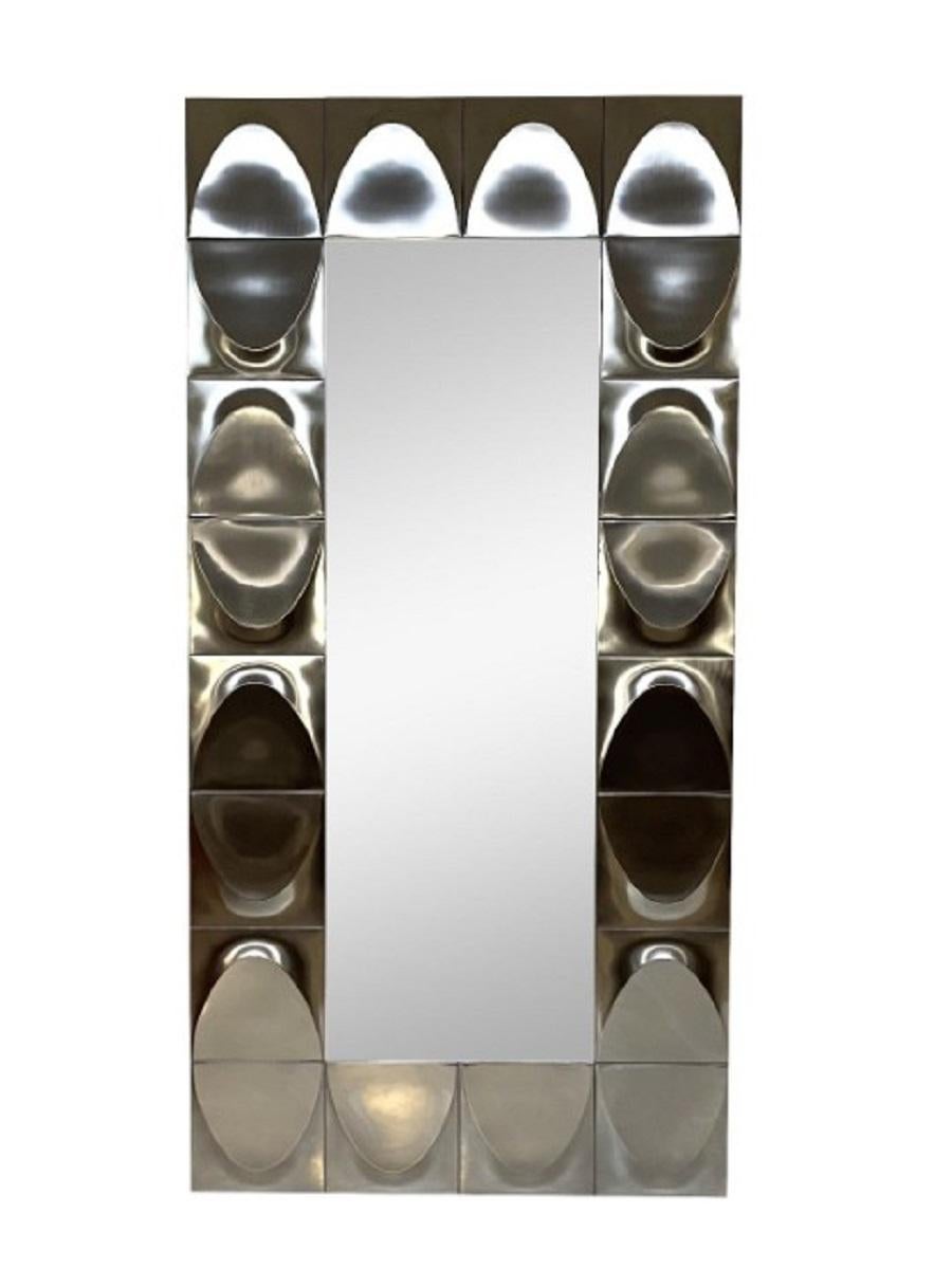 European Pair of Large Rectangular Chrome Mirrors