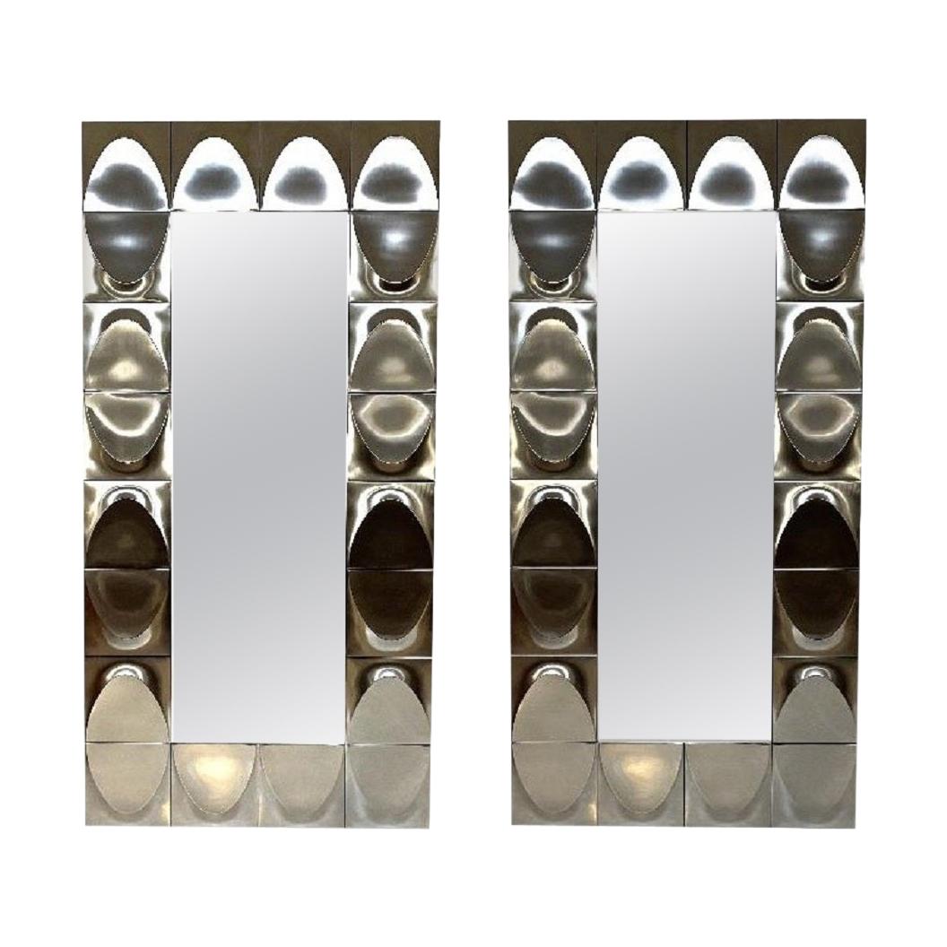 Pair of Large Rectangular Chrome Mirrors