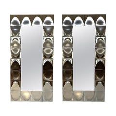 Pair of Large Rectangular Chrome Mirrors