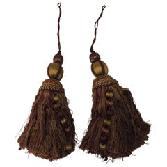 Pair of Large Red and Gold Silk Handcrafted Tassels