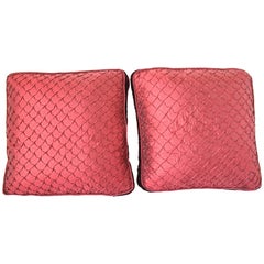 Pair of Large Red Decorative Silk Pillows