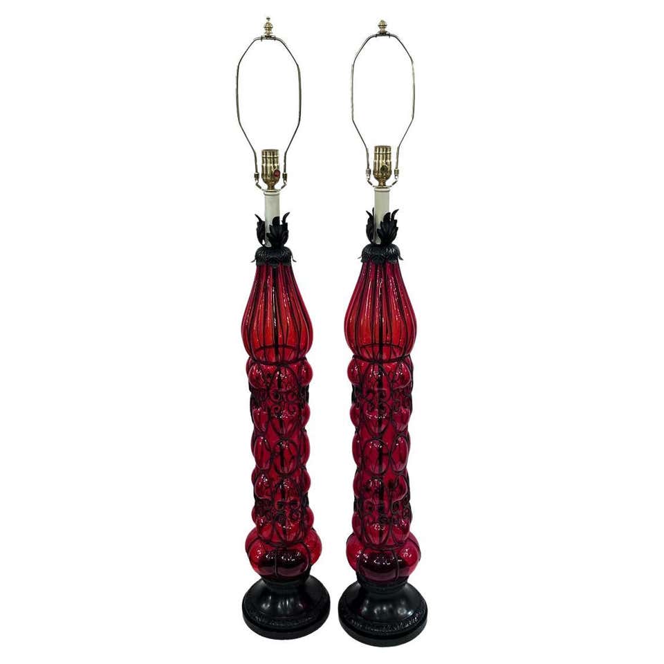 Vintage Red Glass Lamp - 764 For Sale on 1stDibs