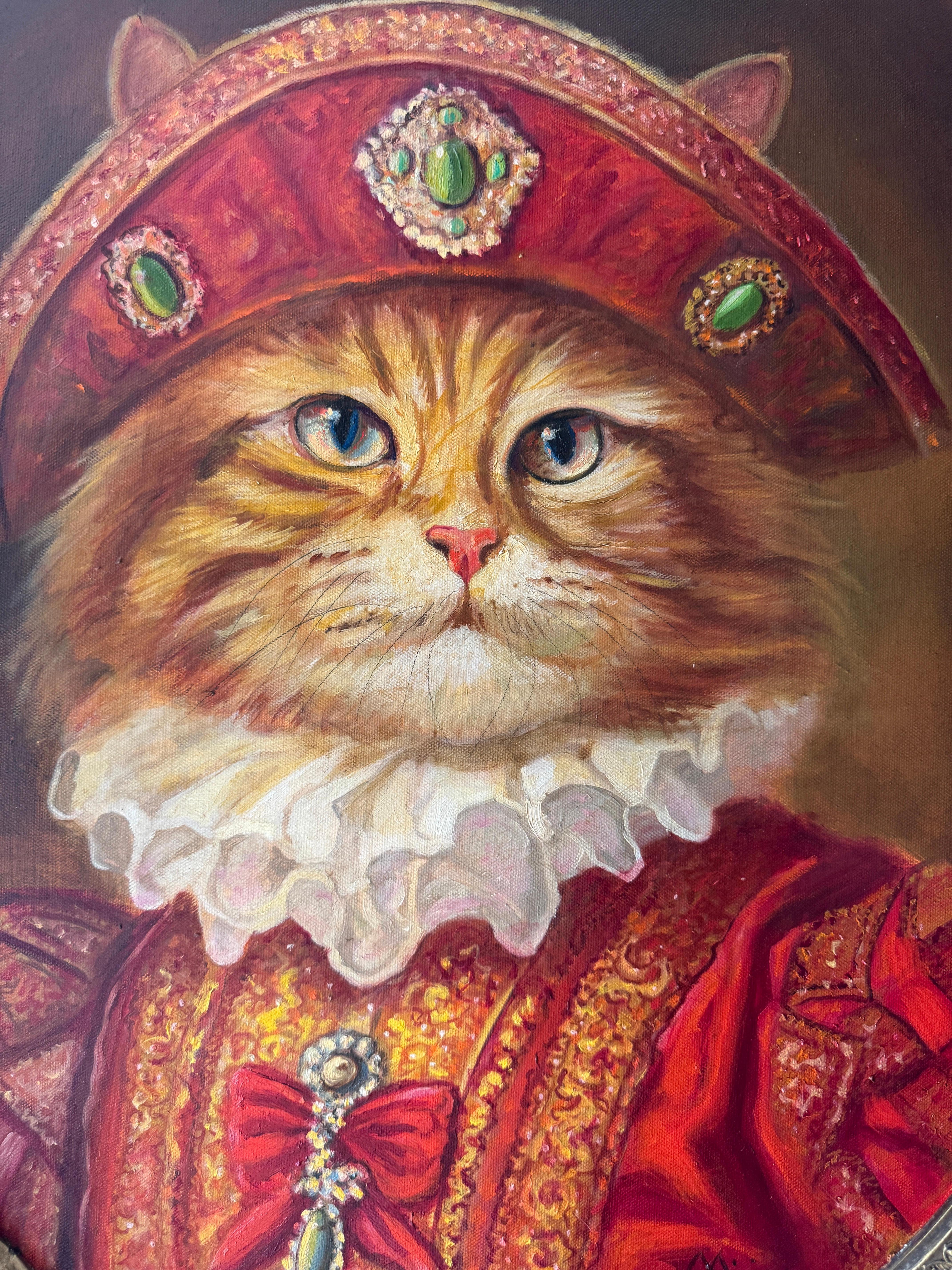 Paar große königliche Katzengemälde von Anthony Barham, gerahmt in antiken Rahmen im Zustand „Neu“ im Angebot in Middleburg, VA