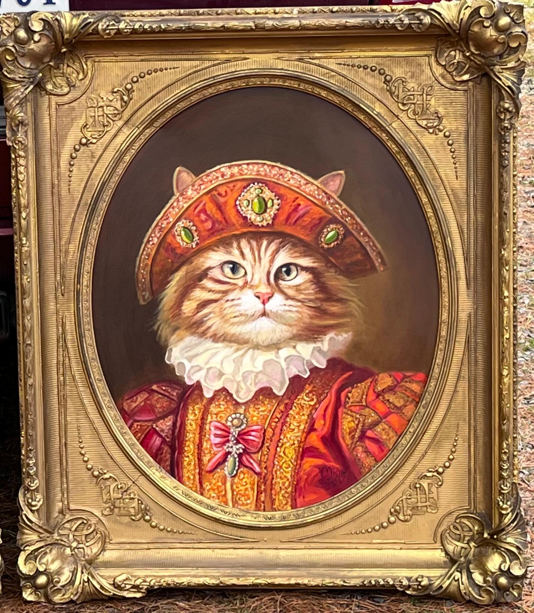 Paar große königliche Katzengemälde von Anthony Barham, gerahmt in antiken Rahmen (21. Jahrhundert und zeitgenössisch) im Angebot