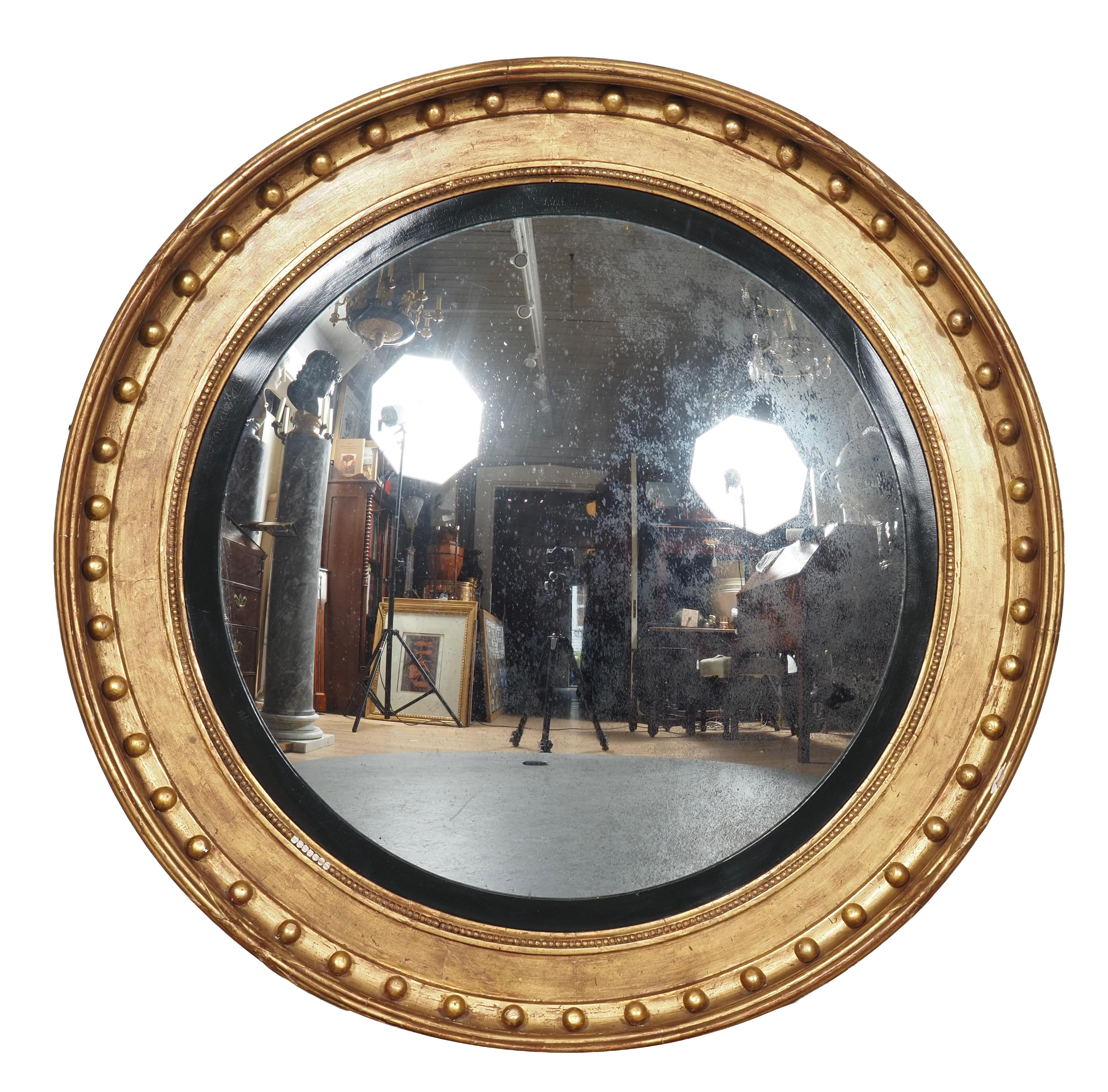Paar große konvexe Regency-Giltwood-Spiegel (Englisch) im Angebot