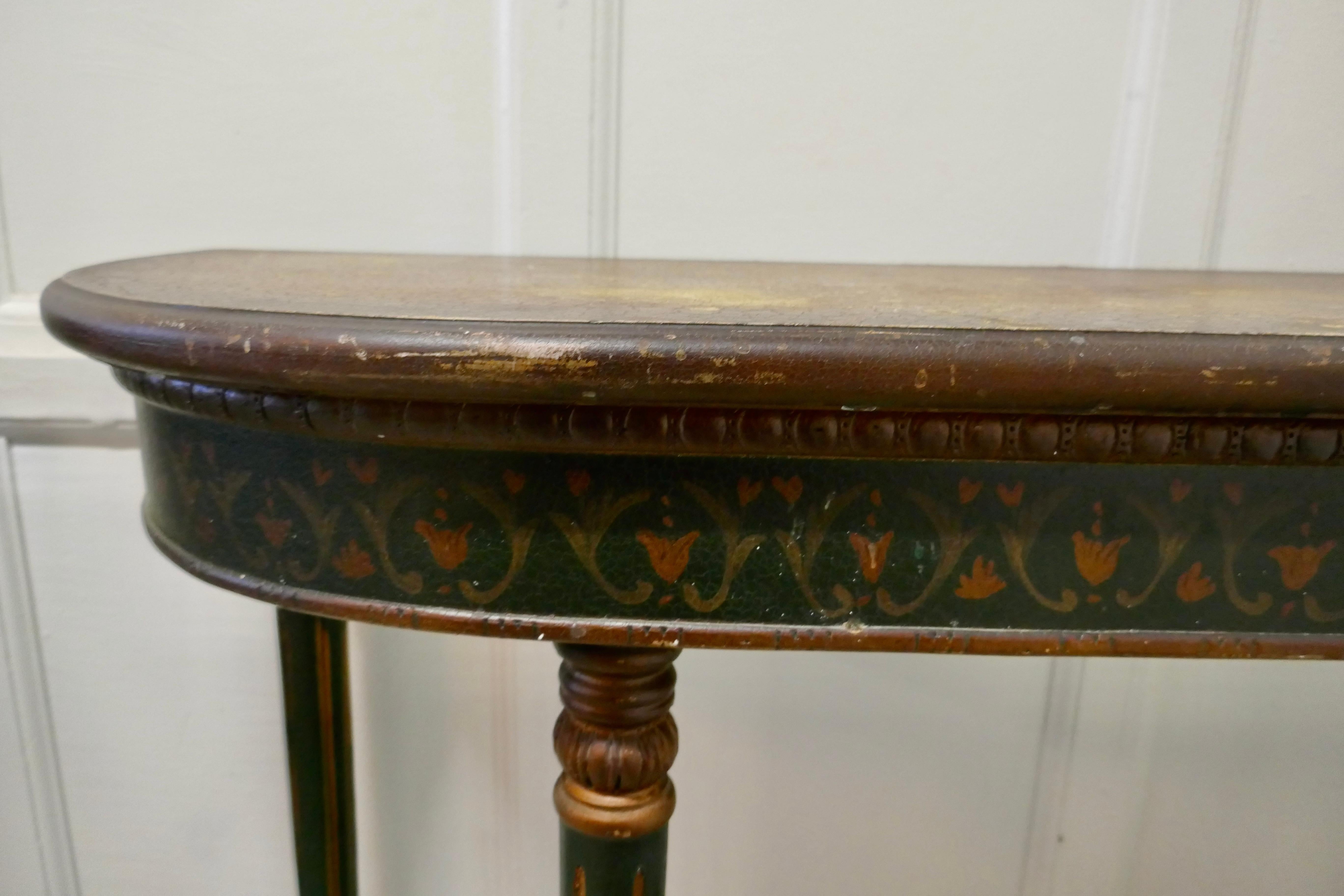Regency Revival Pair of Large Regency Style Painted Console Tables 