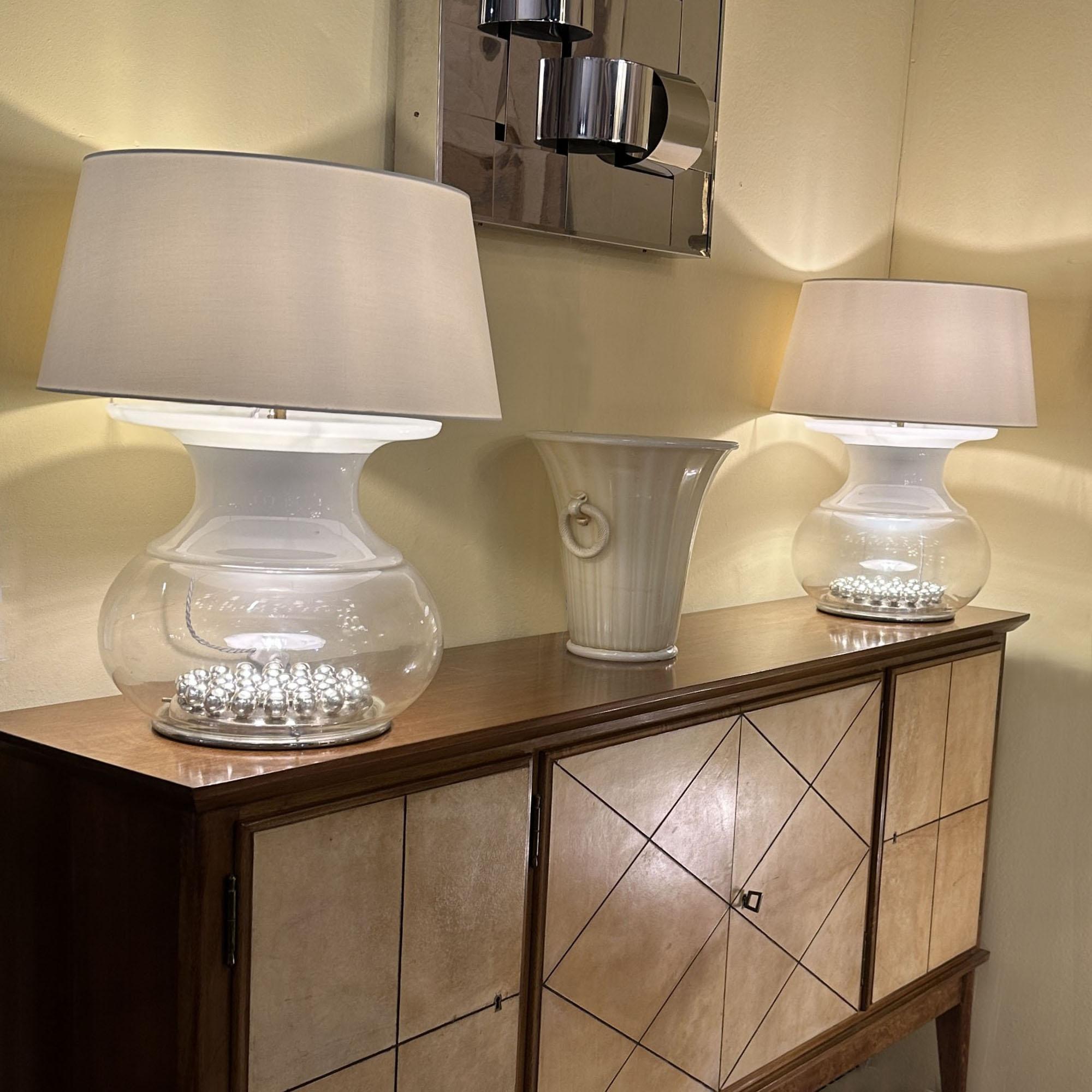 Paar große Reggiani Murano Tischlampen Italien 1970er im Angebot 3