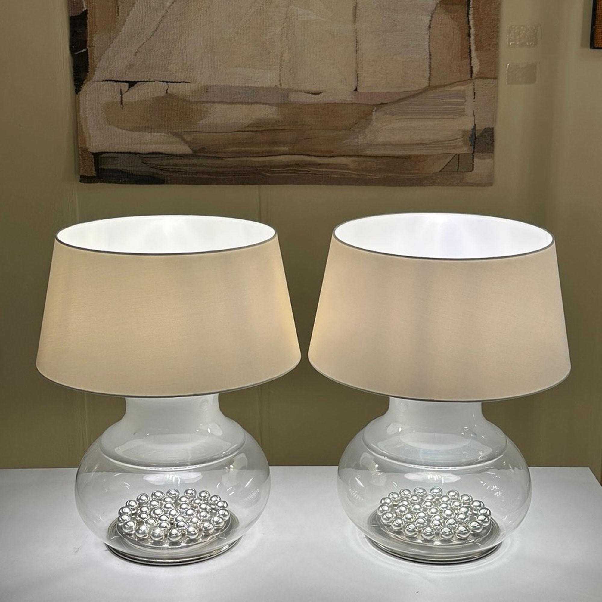 Paar große Reggiani Murano Tischlampen Italien 1970er (Moderne der Mitte des Jahrhunderts) im Angebot