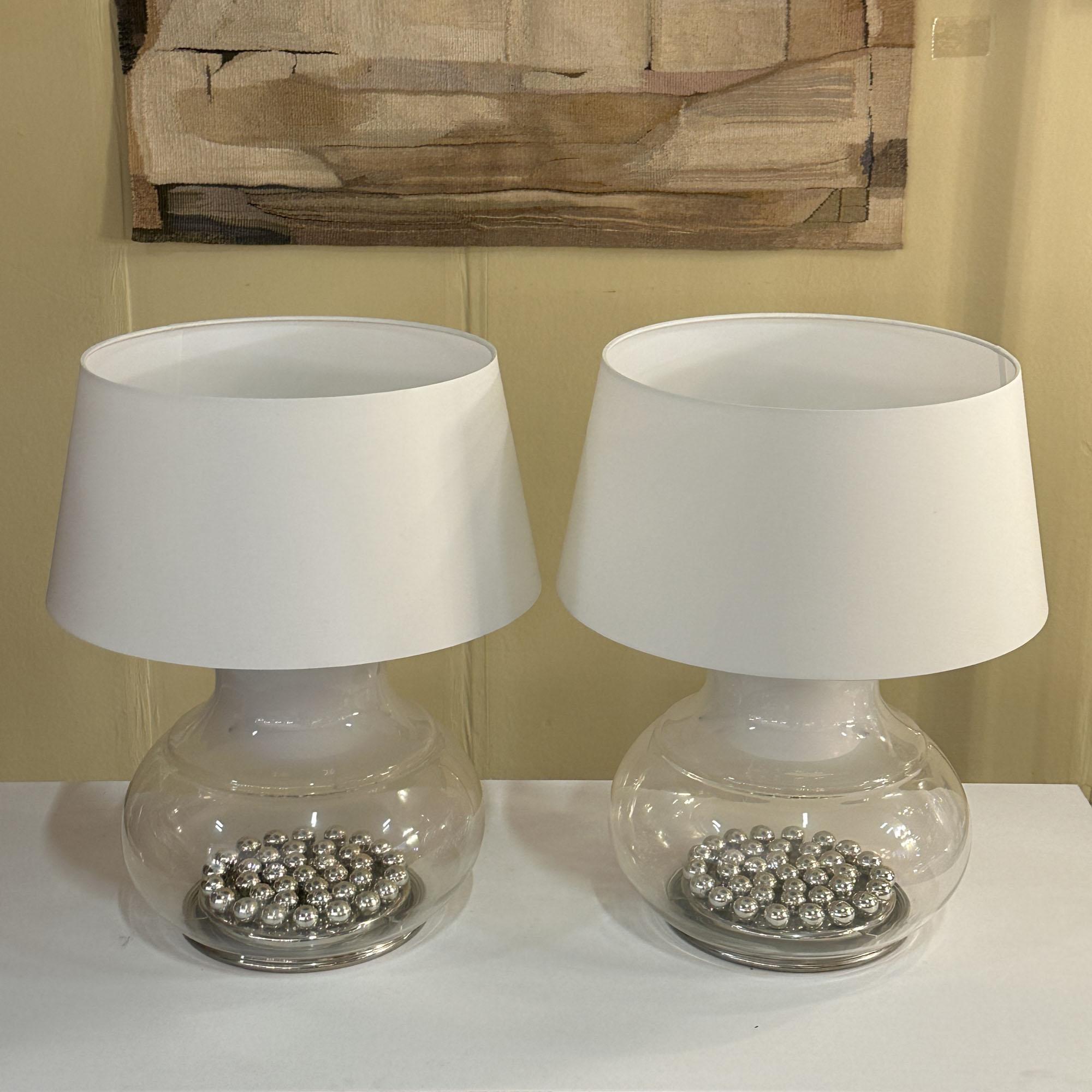 Paar große Reggiani Murano Tischlampen Italien 1970er (Italienisch) im Angebot