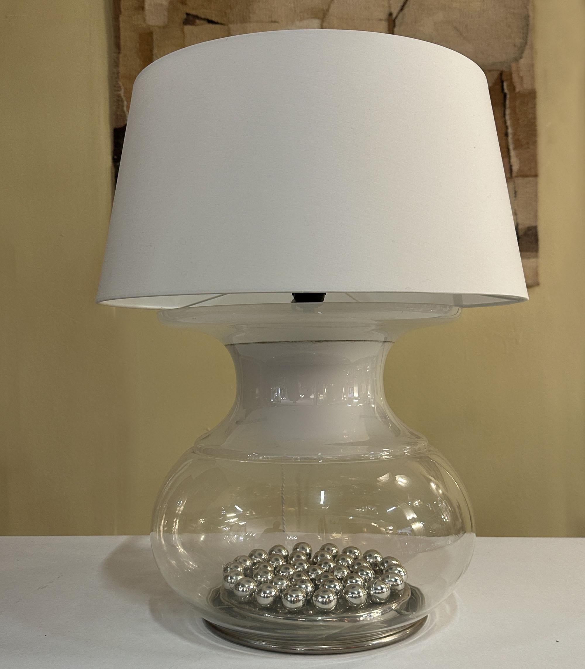 Paar große Reggiani Murano Tischlampen Italien 1970er (Muranoglas) im Angebot