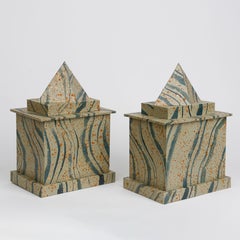 Pair of Large Ribbon Stripes Pyramid Boxes