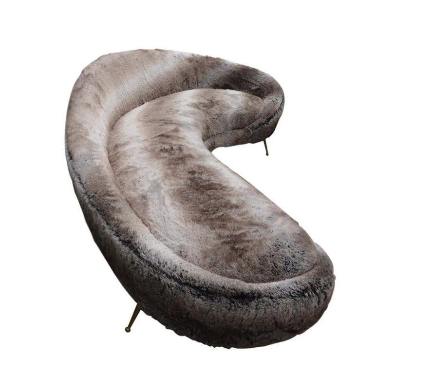 Italian Pair of Large Right and Left Curved Sofas in the Style of Ico Parisi, 1950-1959 For Sale