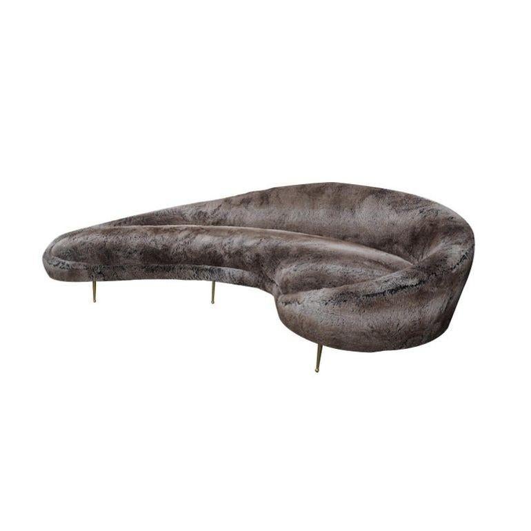 Pair of Large Right and Left Curved Sofas in the Style of Ico Parisi, 1950-1959 For Sale 1