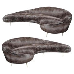 Pair of Large Right and Left Curved Sofas in the Style of Ico Parisi, 1950-1959