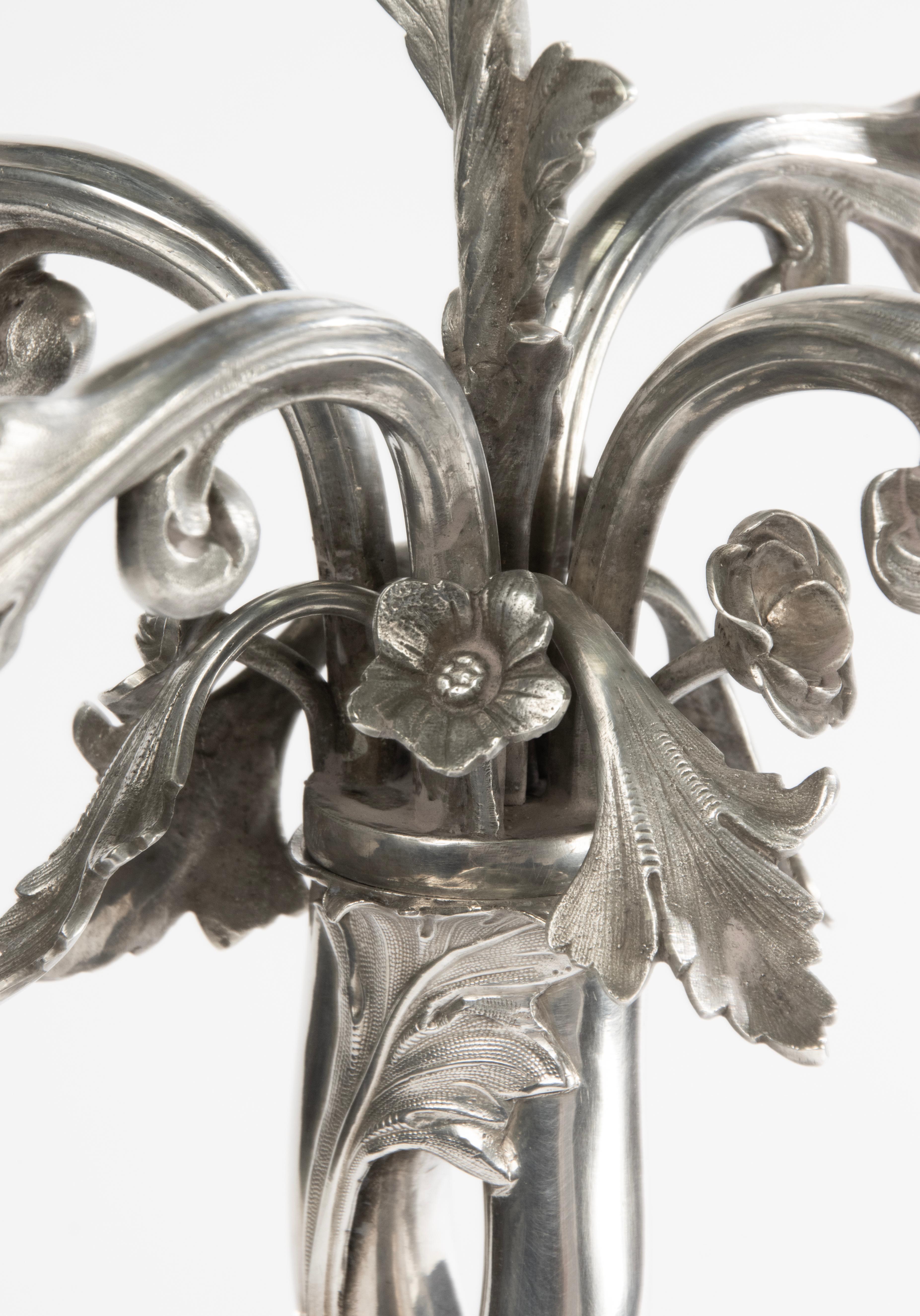 Pair of Large Rococo-Style Candelabra by A.G. Dufva - Sweden - c. 1900 en venta 3