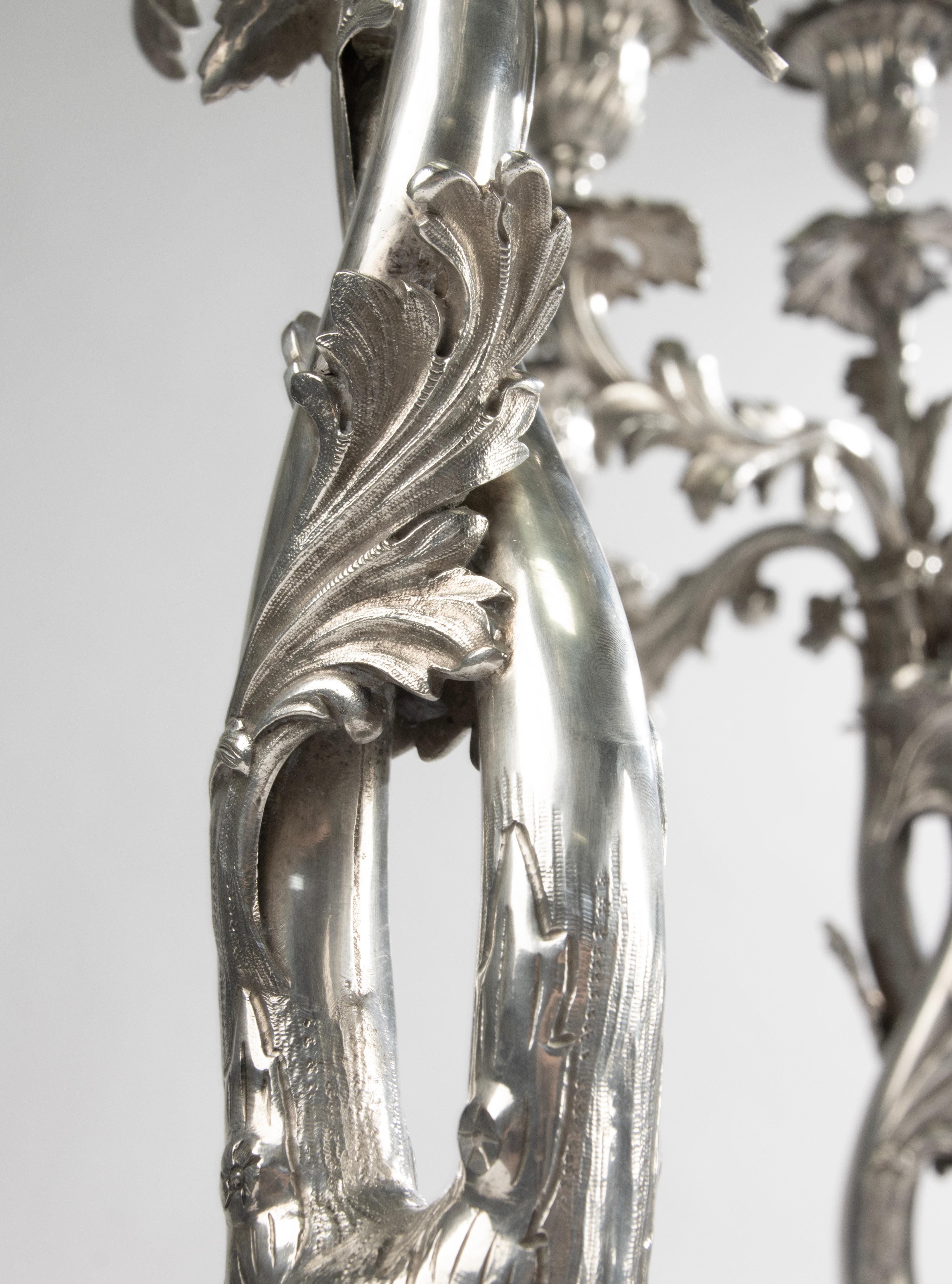 Pair of Large Rococo-Style Candelabra by A.G. Dufva - Sweden - c. 1900 en venta 8