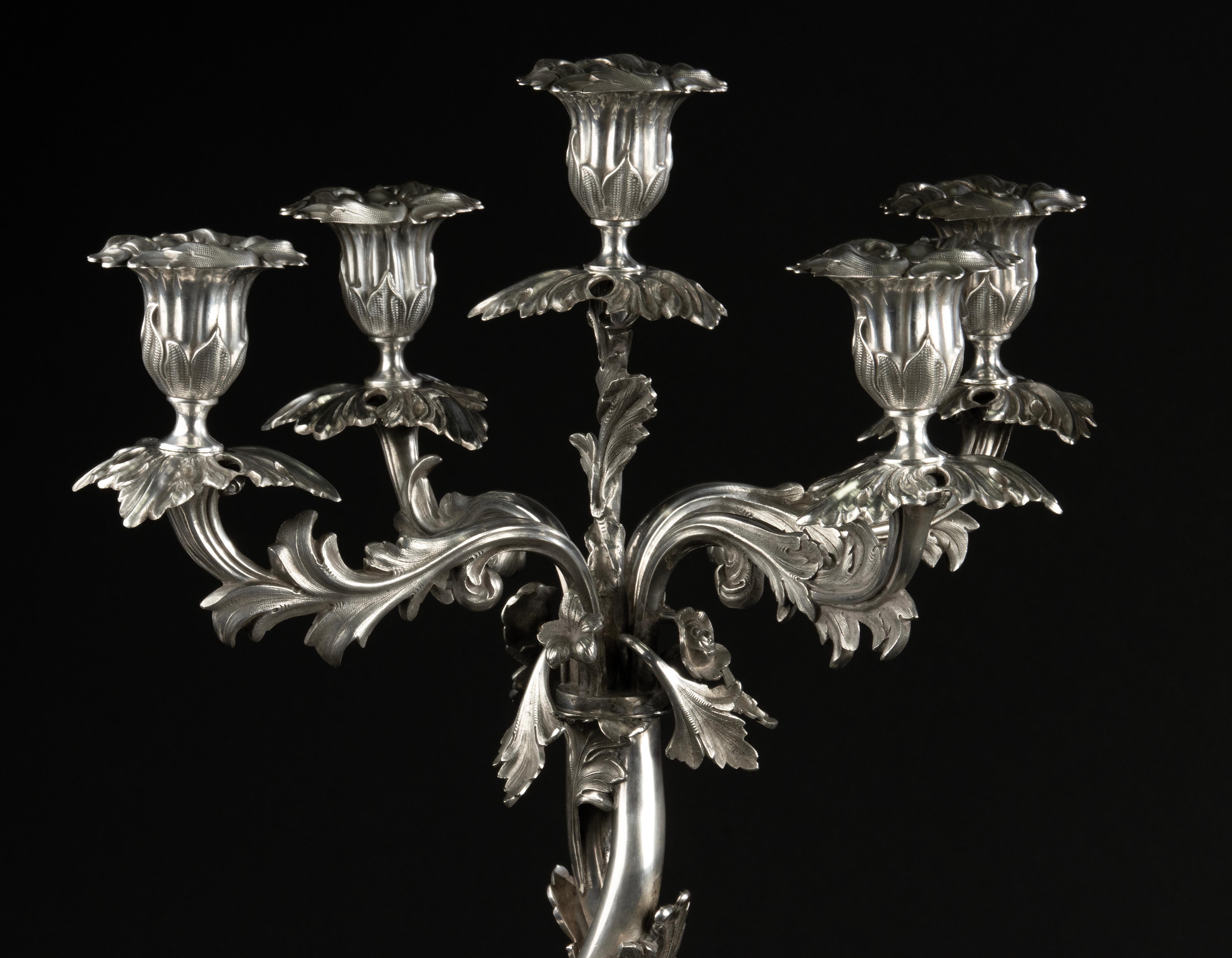 Pair of Large Rococo-Style Candelabra by A.G. Dufva - Sweden - c. 1900 en venta 9