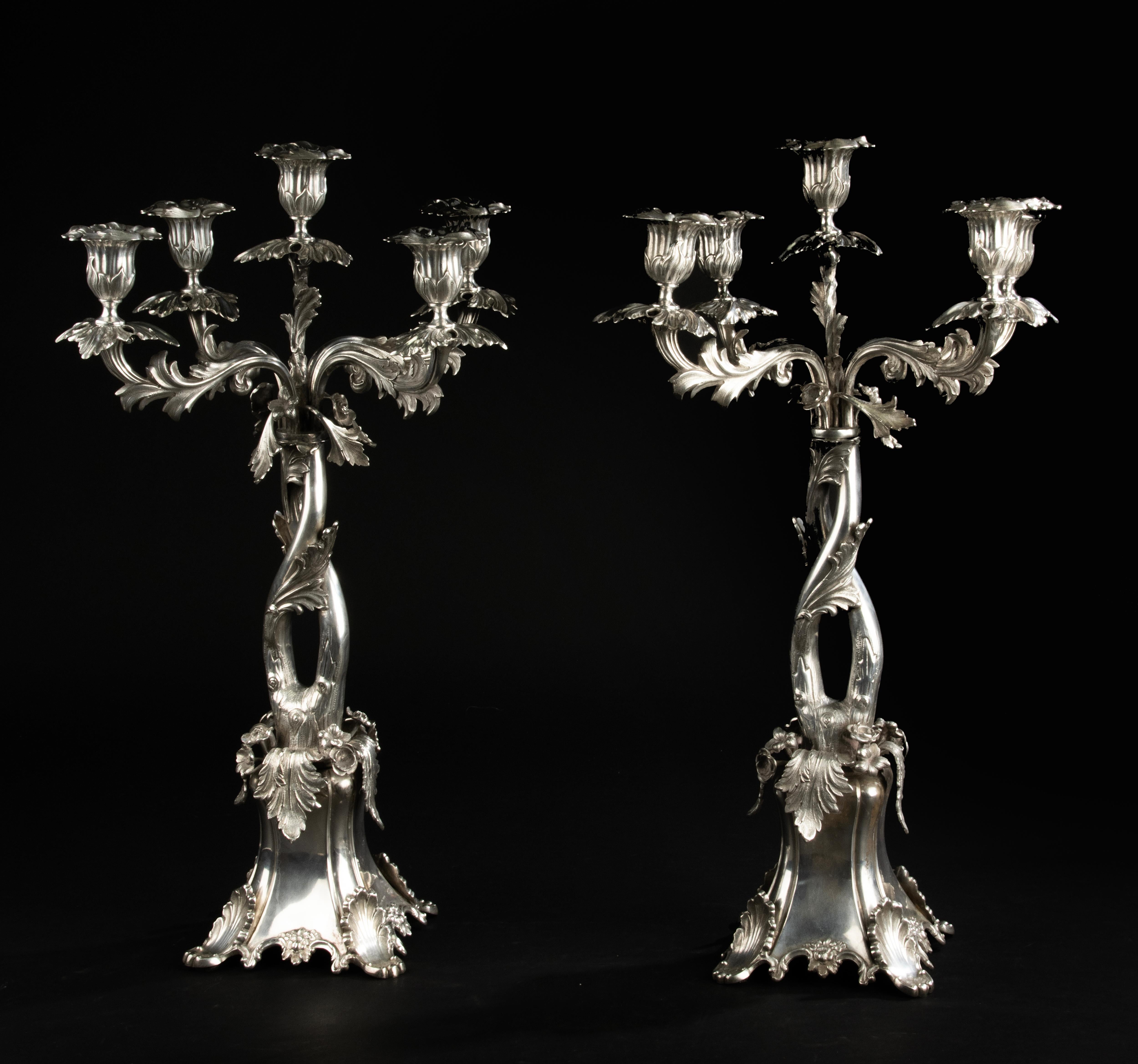 Pair of Large Rococo-Style Candelabra by A.G. Dufva - Sweden - c. 1900 en venta 10