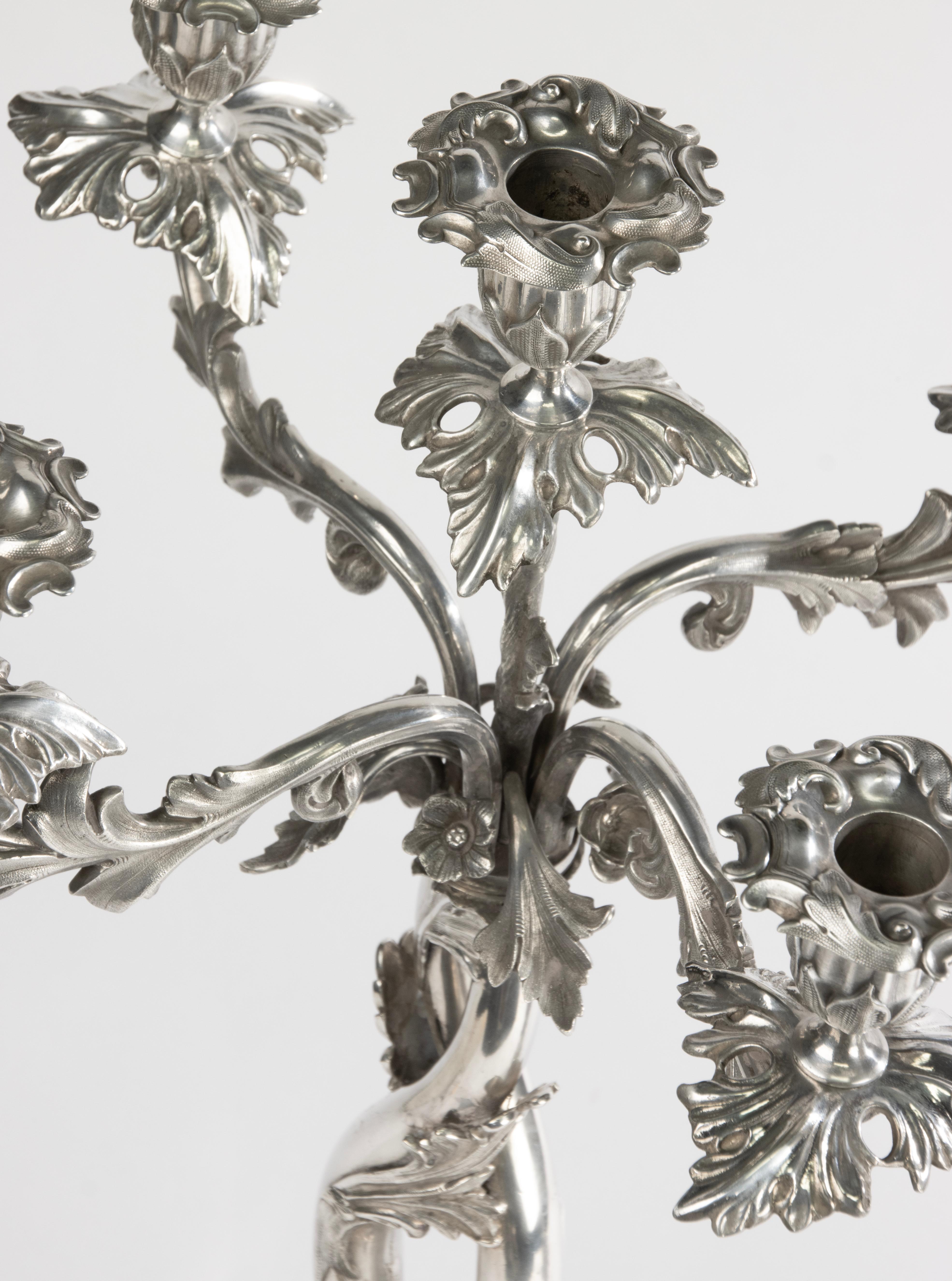 Pair of Large Rococo-Style Candelabra by A.G. Dufva - Sweden - c. 1900 en venta 11