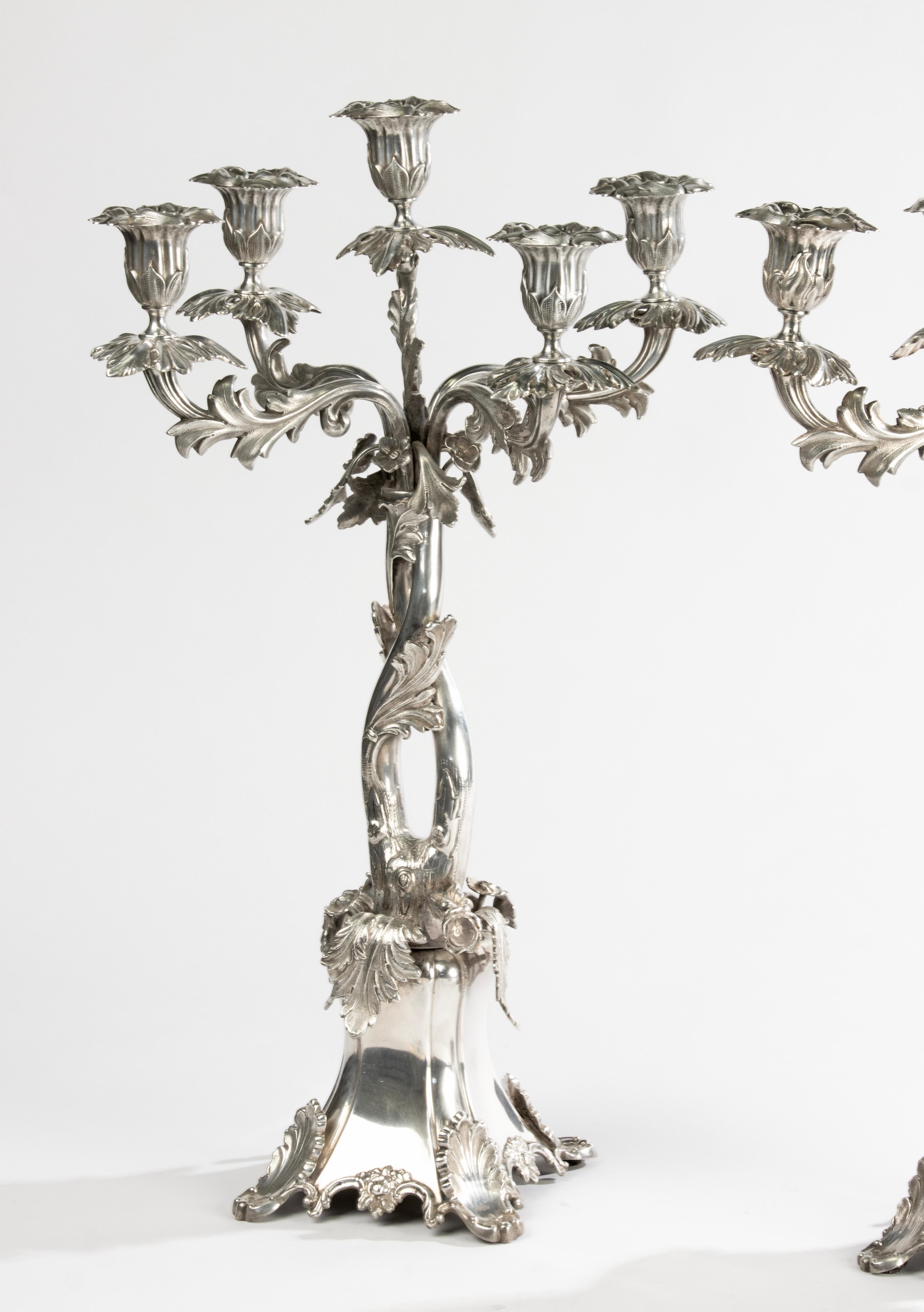 Pair of Large Rococo-Style Candelabra by A.G. Dufva - Sweden - c. 1900 Sueco en venta