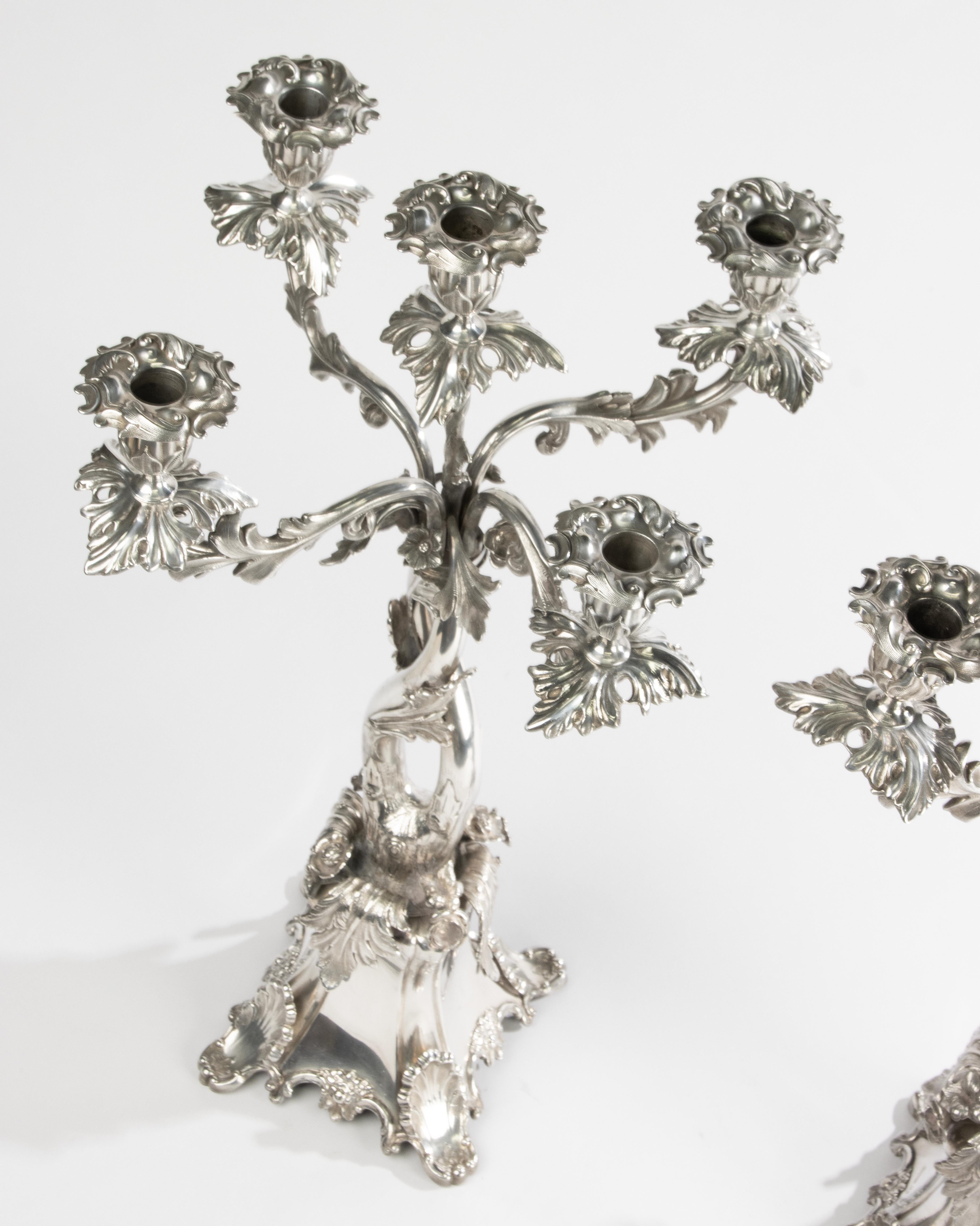 Pair of Large Rococo-Style Candelabra by A.G. Dufva - Sweden - c. 1900 en venta 1
