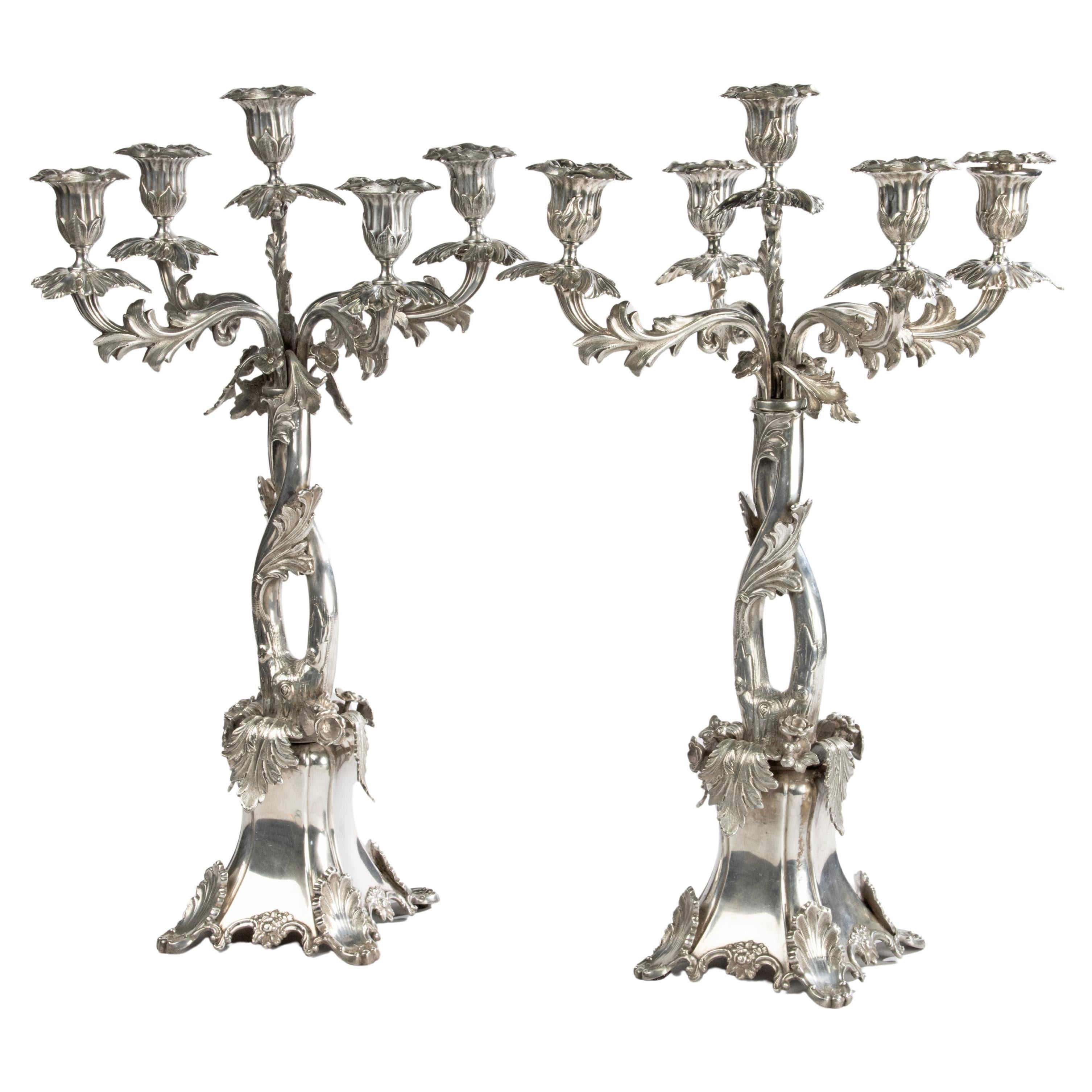 Pair of Large Rococo-Style Candelabra by A.G. Dufva - Sweden - c. 1900 en venta