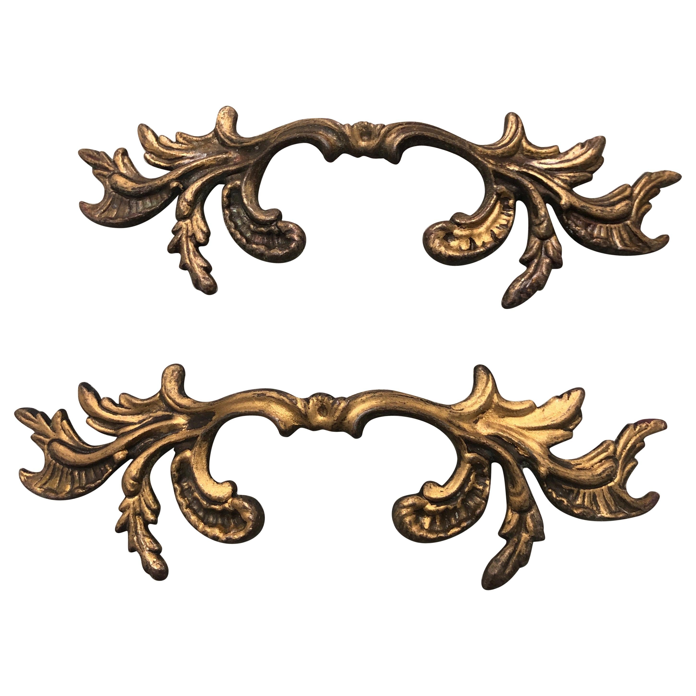 Pair of Large Rococo Style Drawer Pulls For Sale at 1stDibs