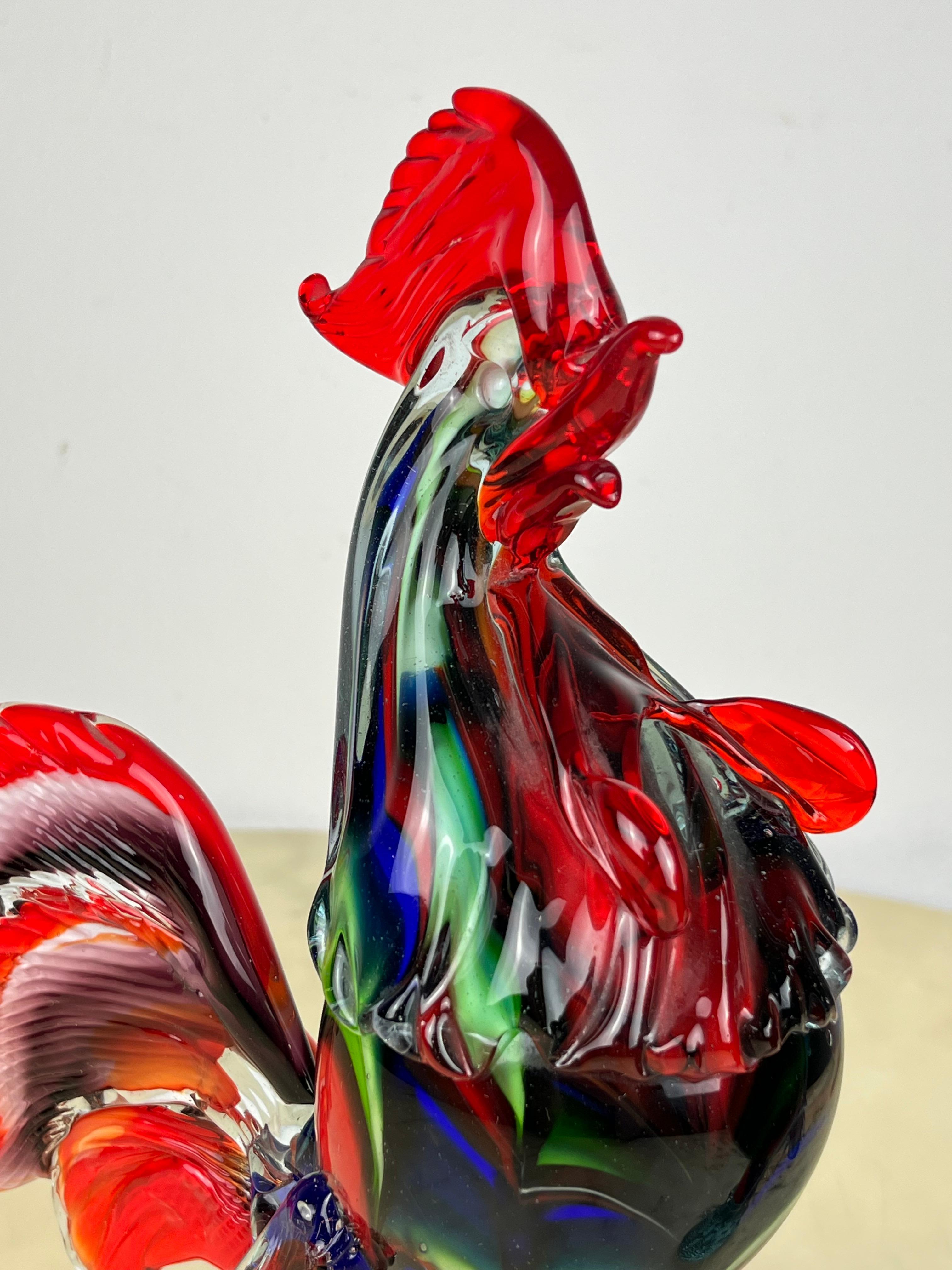 Pair of Large Roosters in Murano glass, Italy, 1970s 7