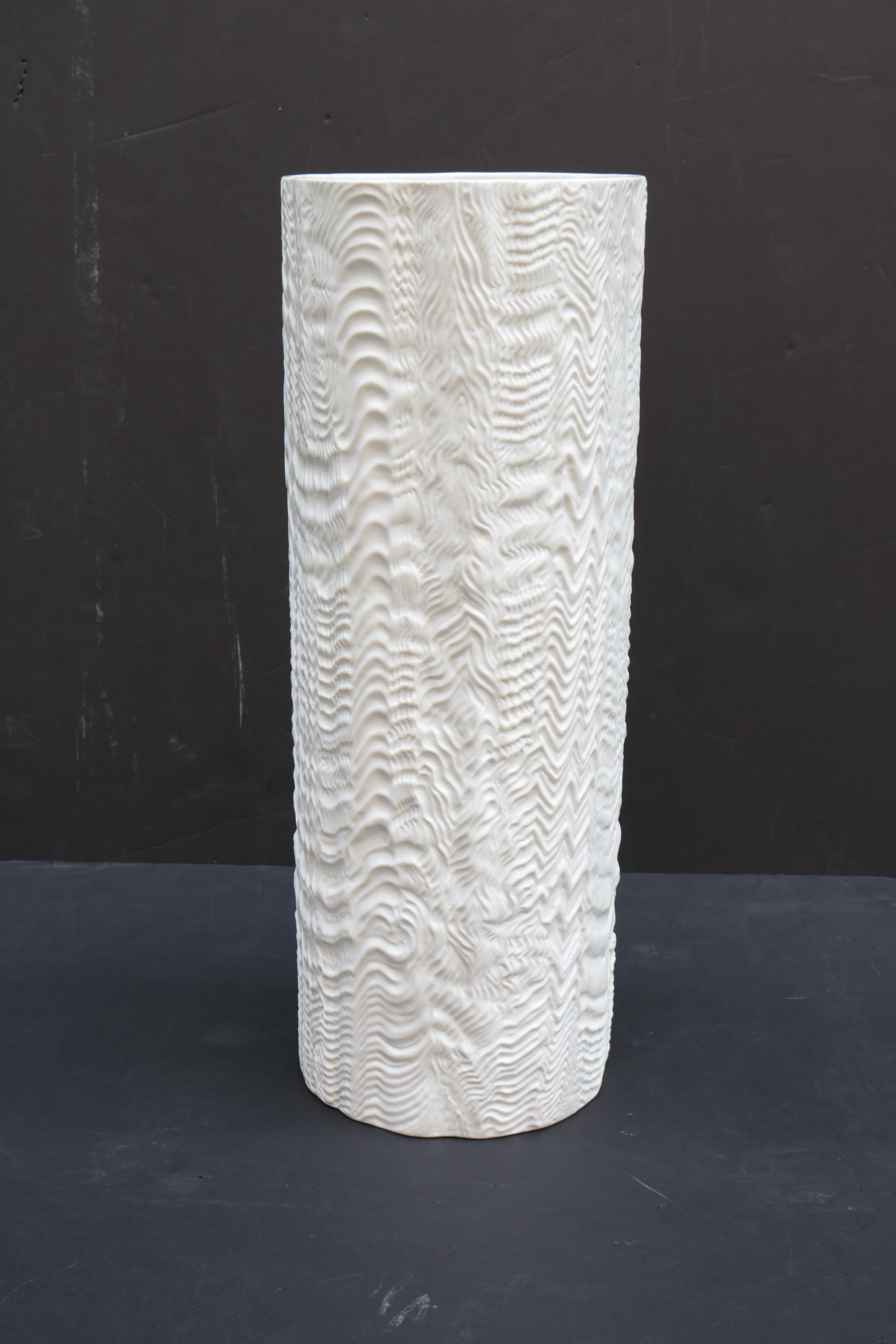 Pair of large matte white porcelain vases 
designed by Martin Freyer for the Rosenthal Studio Line. 
Signed underneath.