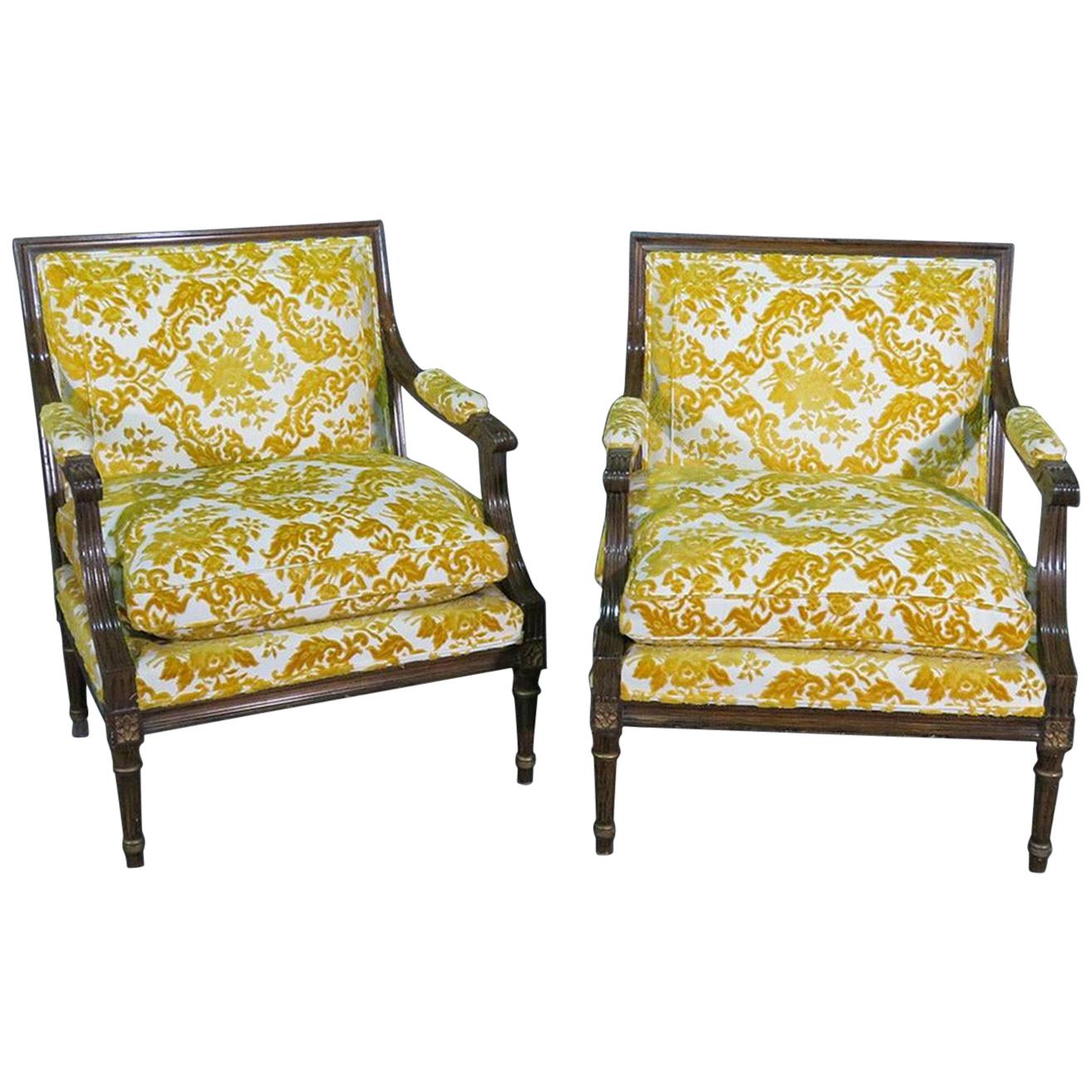 Pair of Large Rosewood French Louis XV Armchairs