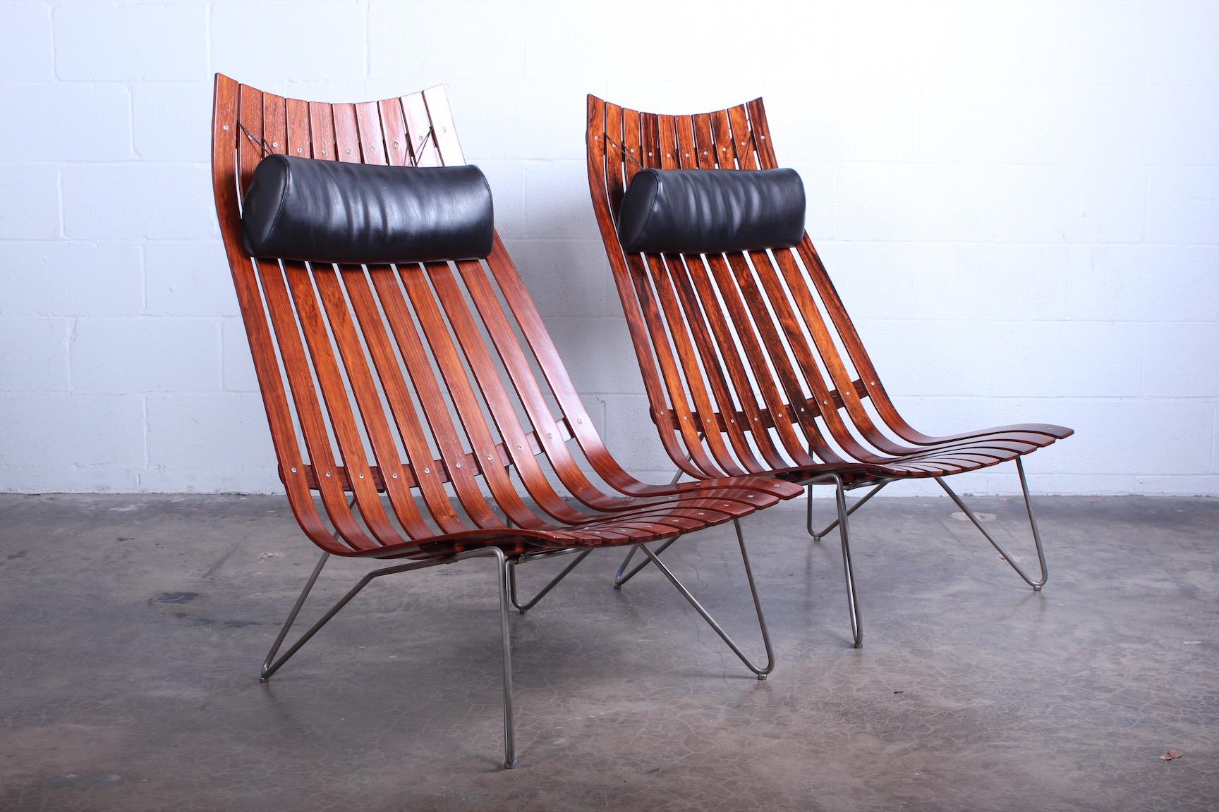 Pair of Large Rosewood Lounge Chairs by Hans Brattrud 7