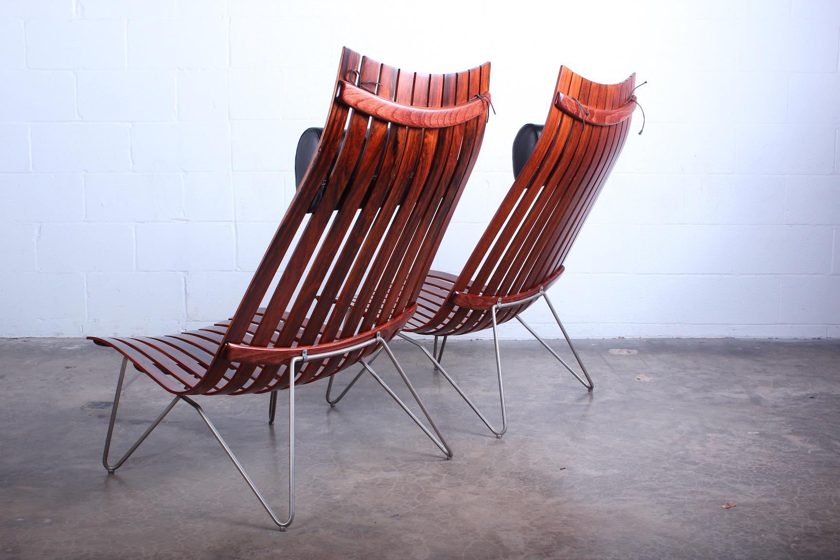 Pair of Large Rosewood Lounge Chairs by Hans Brattrud 9