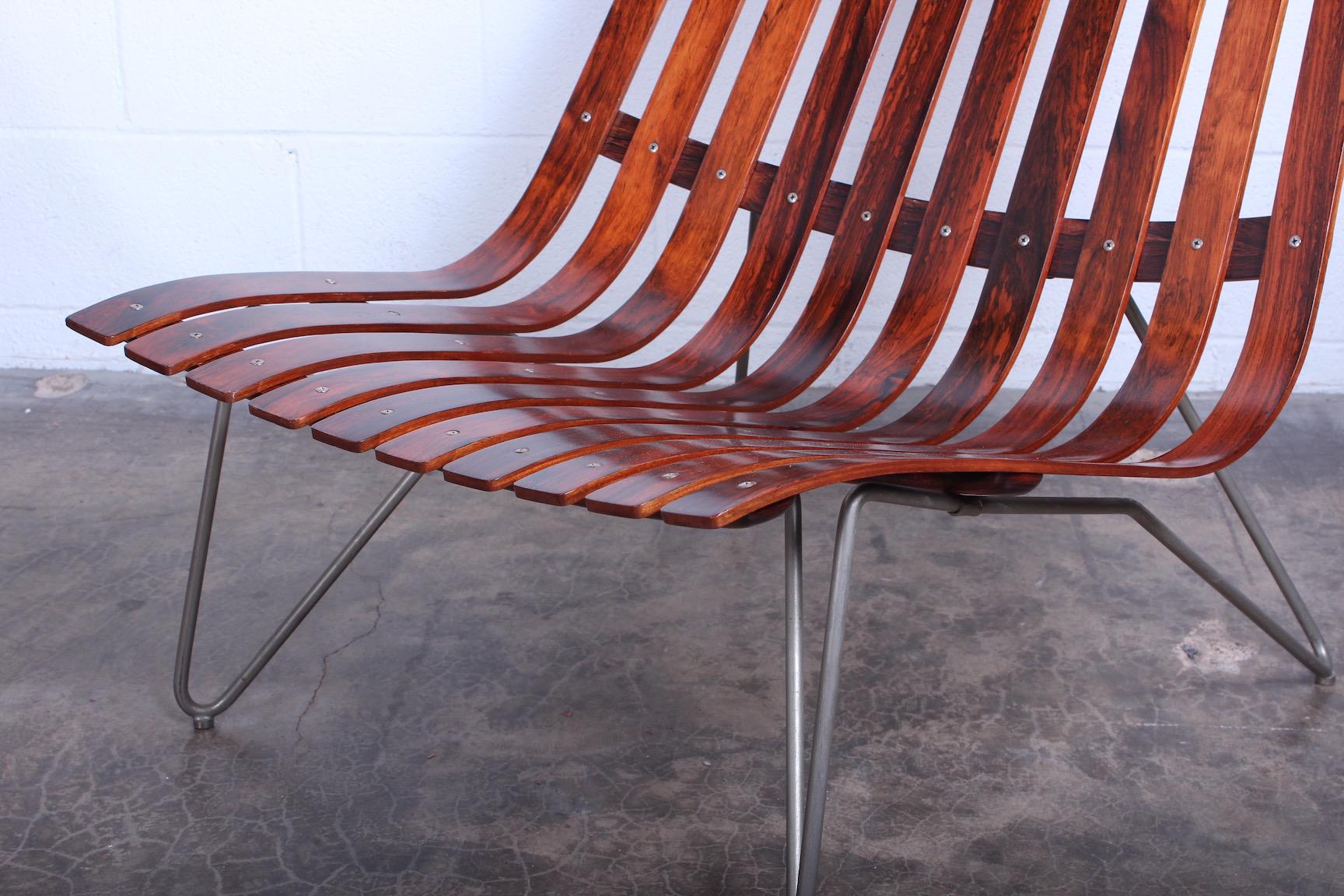 Mid-20th Century Pair of Large Rosewood Lounge Chairs by Hans Brattrud