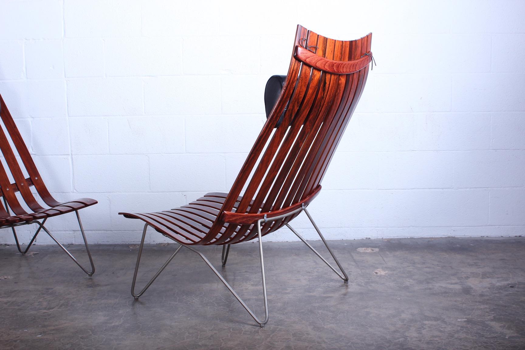 Pair of Large Rosewood Lounge Chairs by Hans Brattrud 3