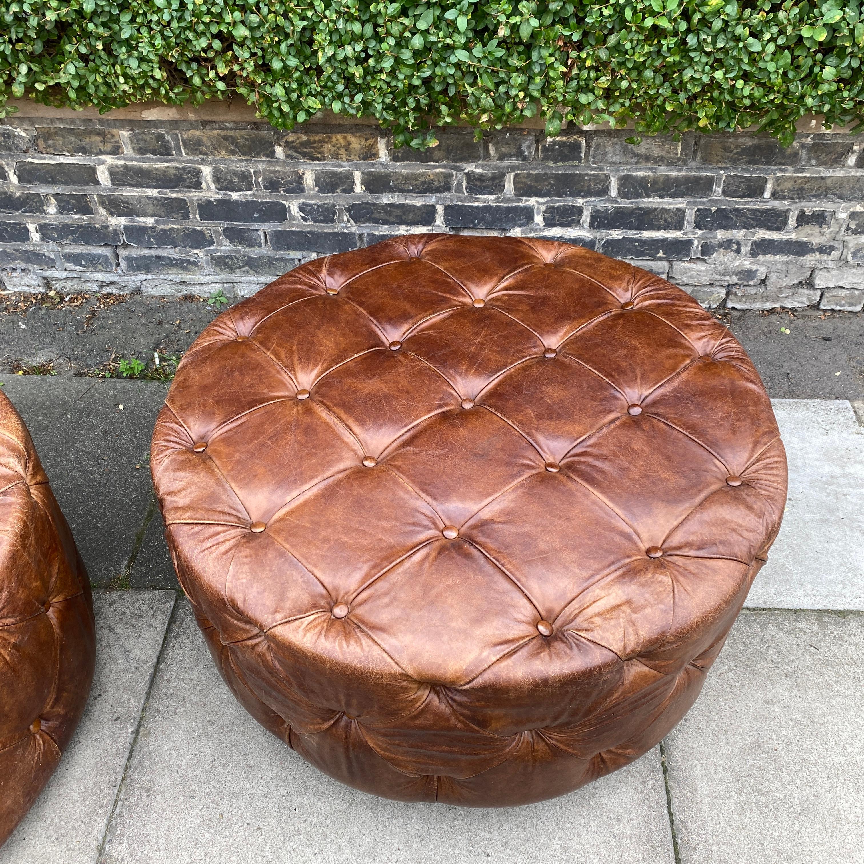 large round leather ottoman
